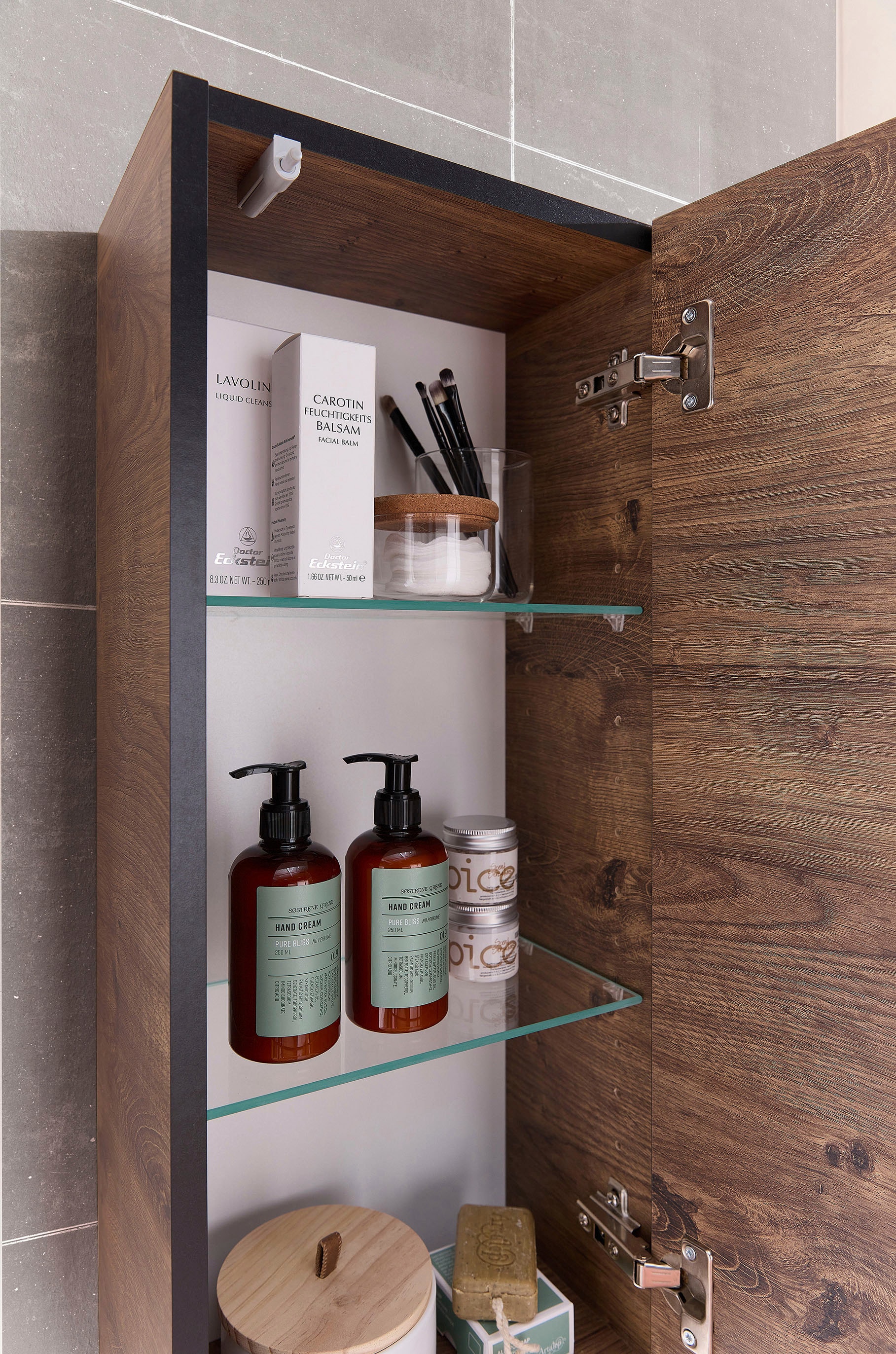 Saphir Hängeschrank »Quickset 374 Wand-Badschrank, 1 Tür, 2 Einlegeböden, inkl. Türdämpfer« Badezimmer-Hängeschrank, 30 cm breit, Eiche Ribbeck quer Nachbildung
