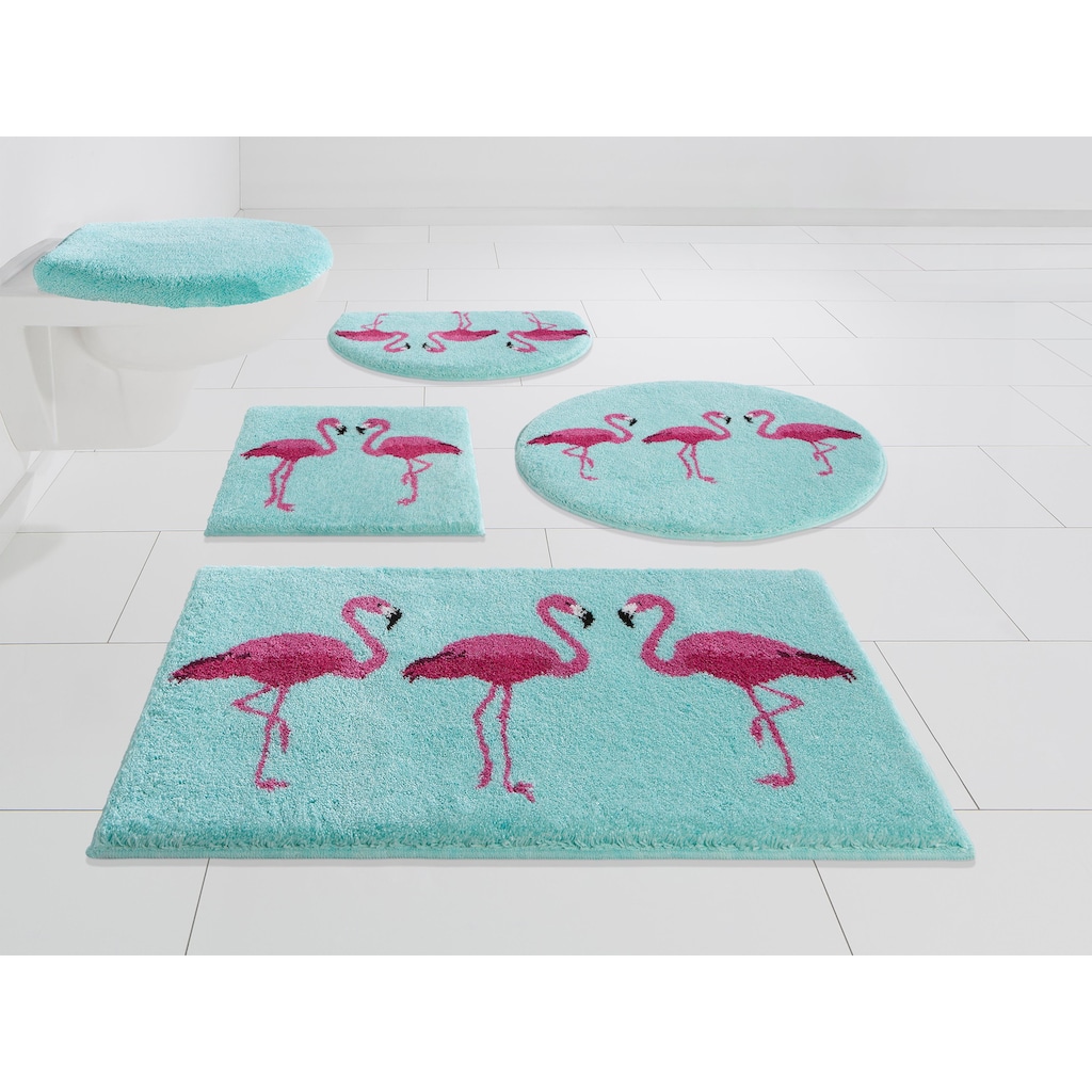Grund Badematte »Flamingos«, Höhe 20 mm, rutschhemmend beschichtet, fussbodenheizungsgeeignet