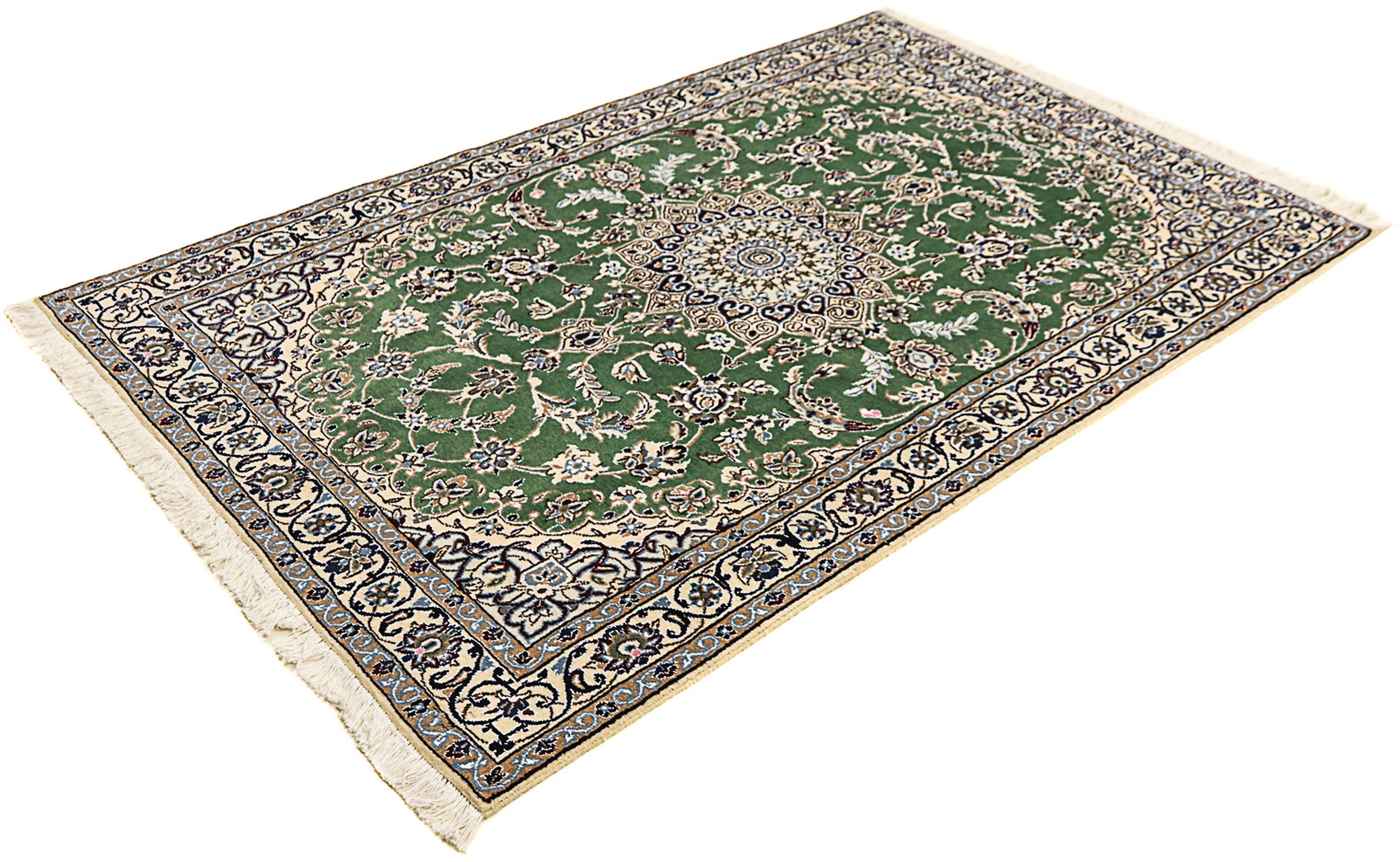 Image of morgenland Orientteppich »Perser - Nain - Royal - 185 x 118 cm - dunkelgrün«, rechteckig, 10 mm Höhe, Wohnzimmer, Handgeknüpft, Einzelstück mit Zertifikat bei Ackermann Versand Schweiz