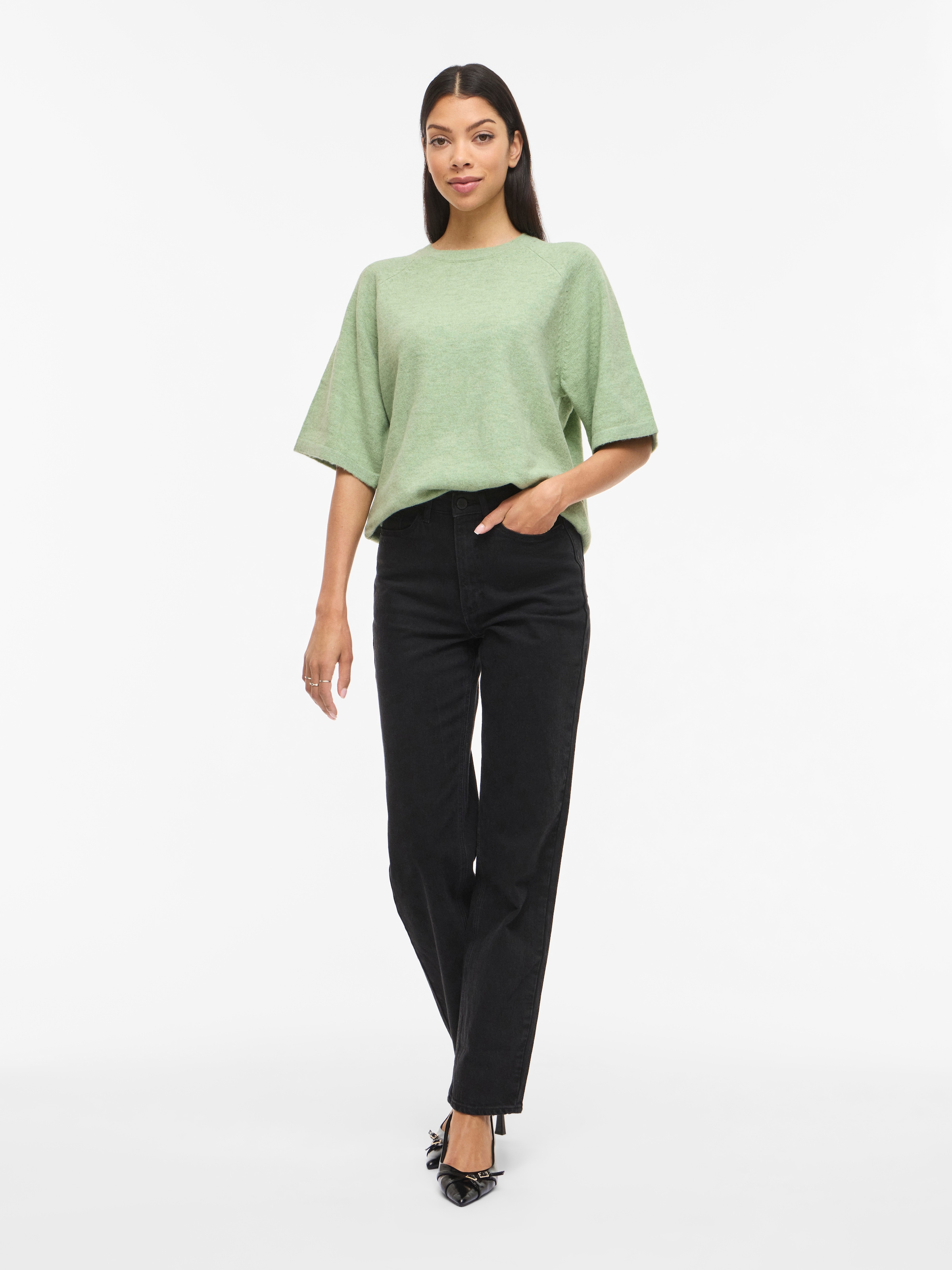 Vila Pull en tricot »VILIGA 2/4 O-NECK KNIT TOP - NOOS« mélange de matières, coupe décontractée