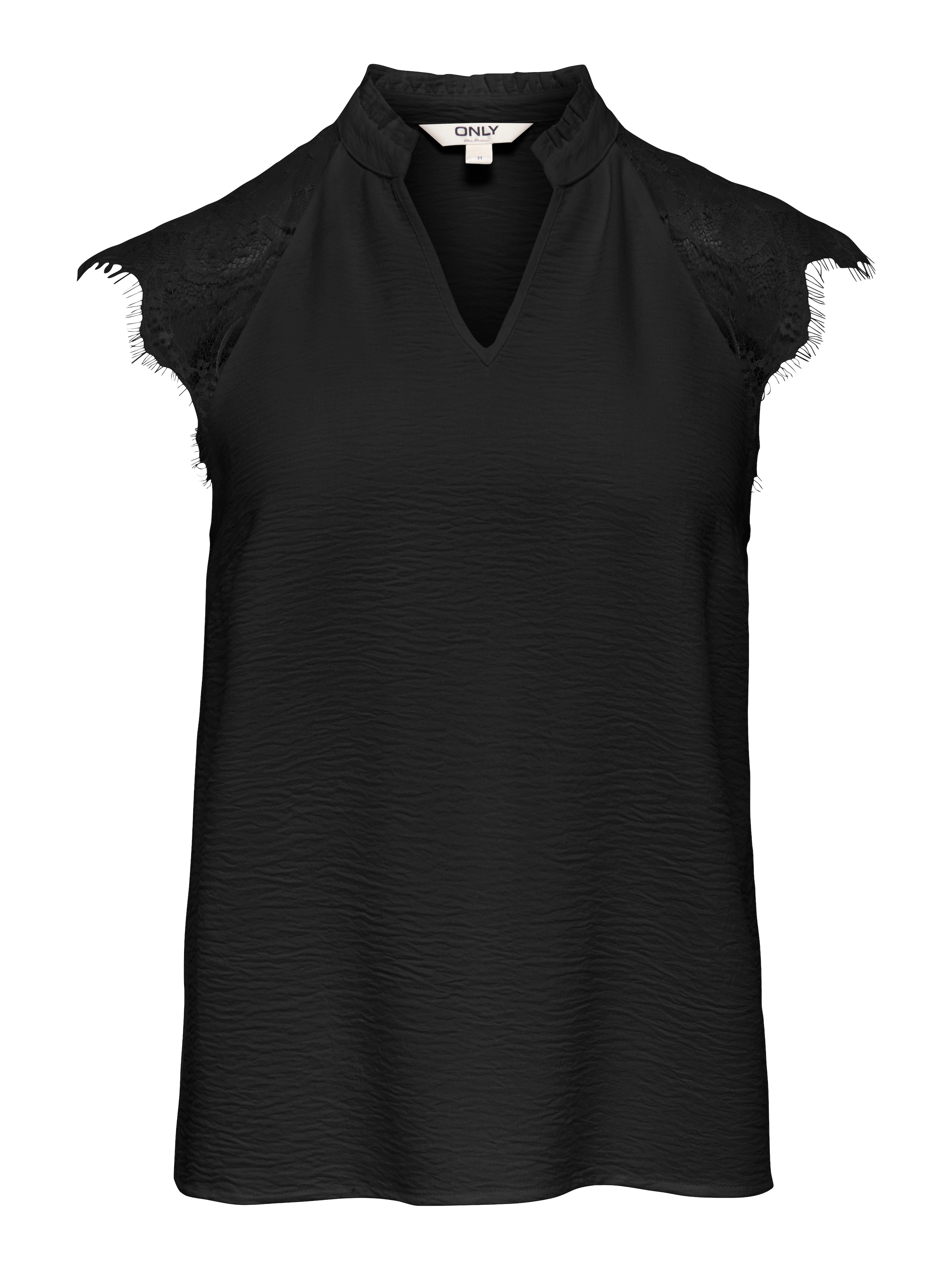 ONLY Haut de chemise »ONLPLOY METTE SL LACE V-NECK TOP WVN« fibre synthétique, coupe régulière, col en V