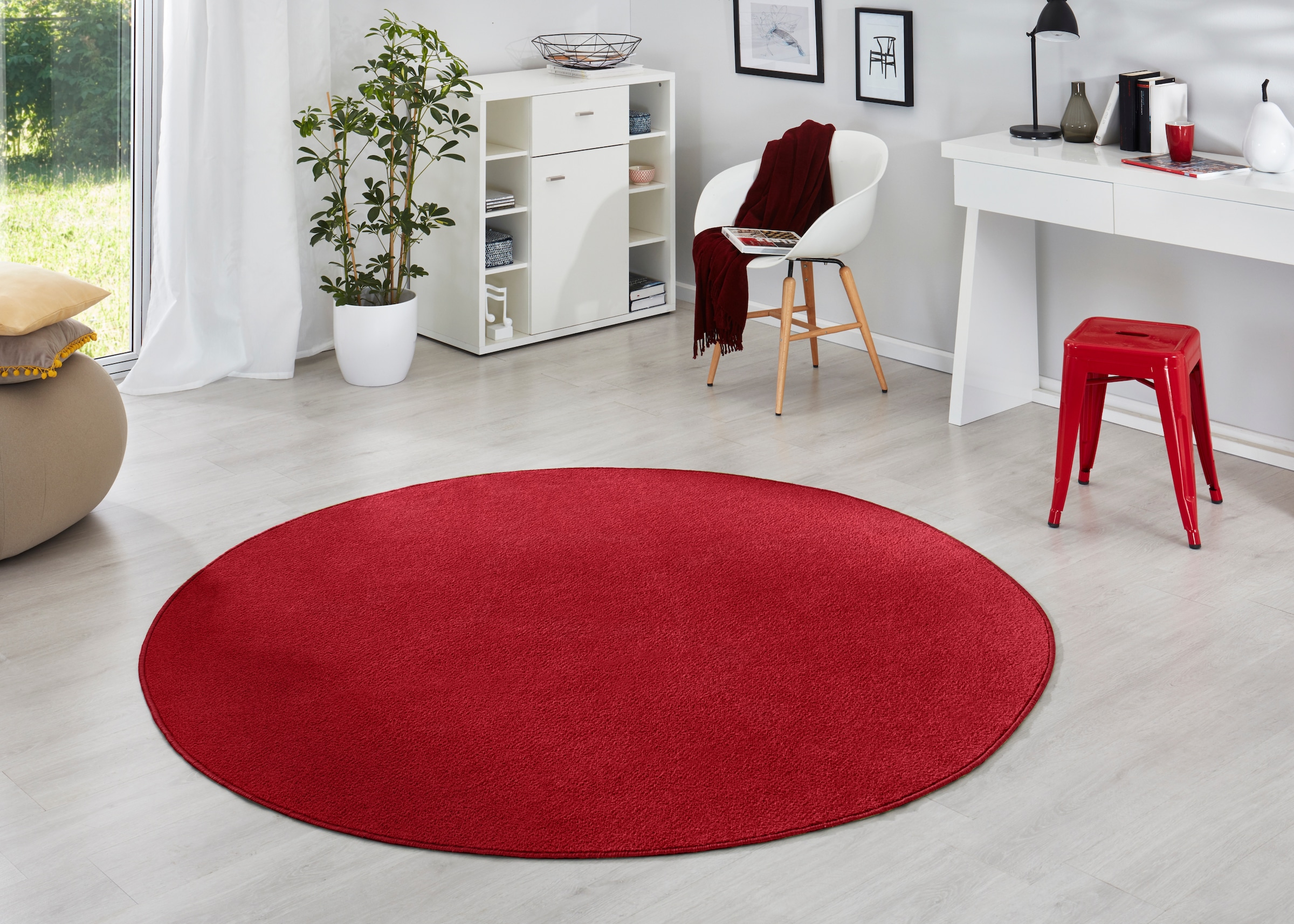 HANSE Home Teppich »Fancy«, rund, 7 mm Höhe, Kurzflor, Weich, Einfarbig, Wohnzimmer, Schlafzimmer, Esszimmer