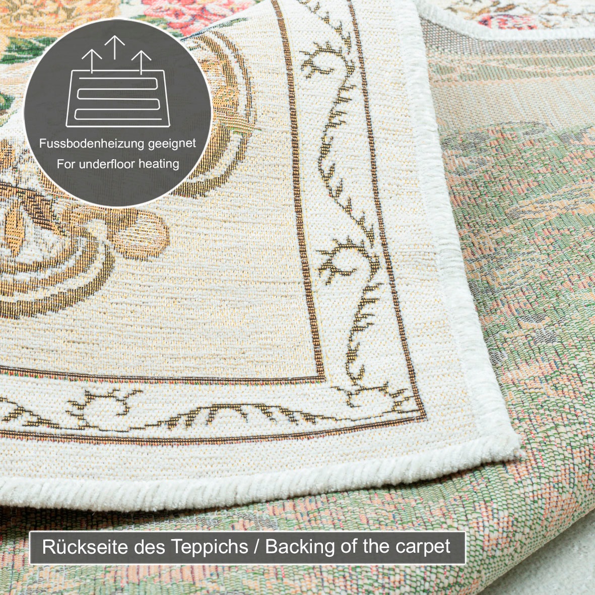 THEKO Bettumrandung »Flomi Floral«, (3 tlg.), Bettvorleger, Läufer-Set für das Schlafzimmer, gewebt, Blumen Design