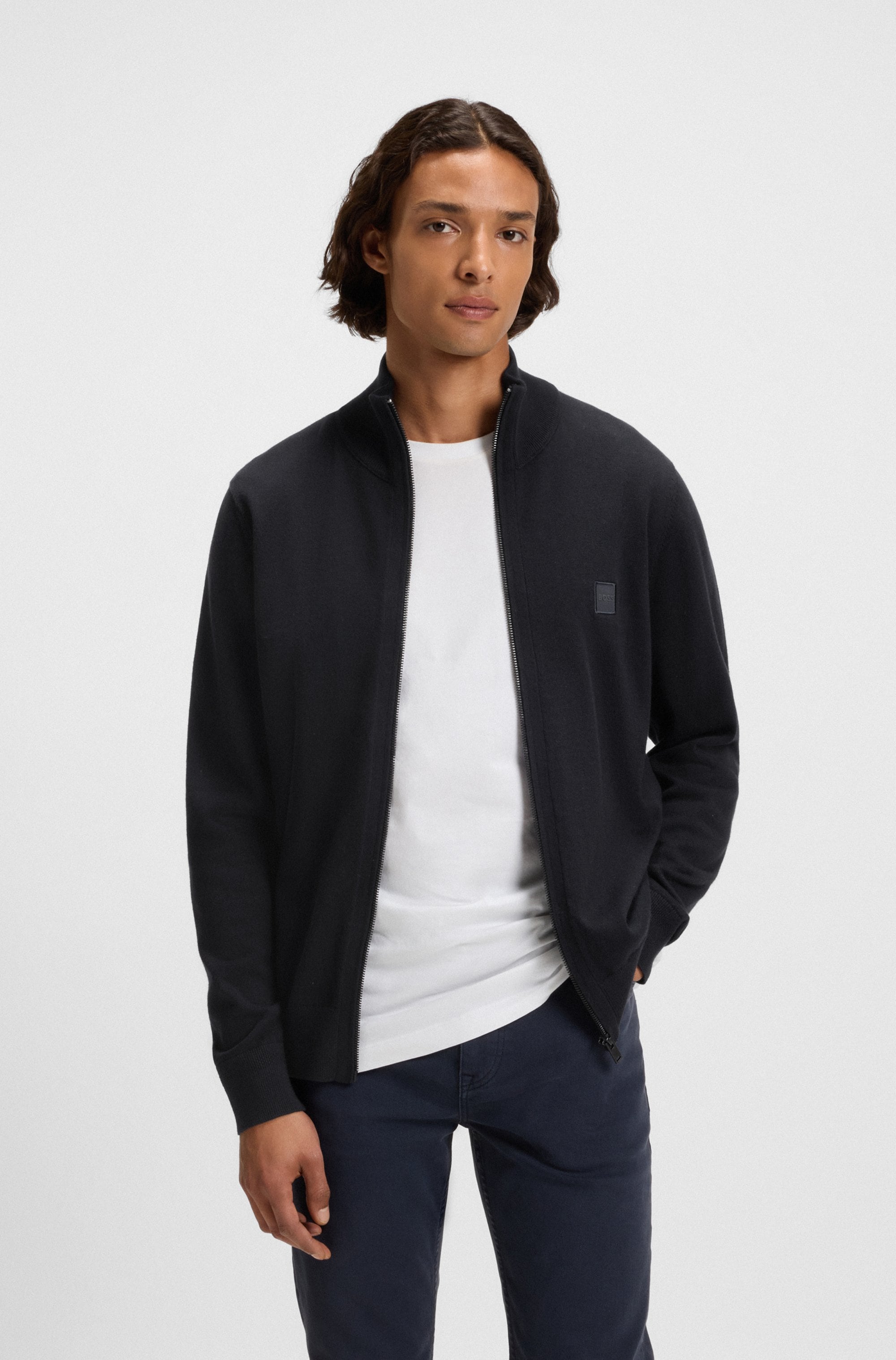 BOSS ORANGE Veste en tricot »Kanozip« mit Reissverschluss