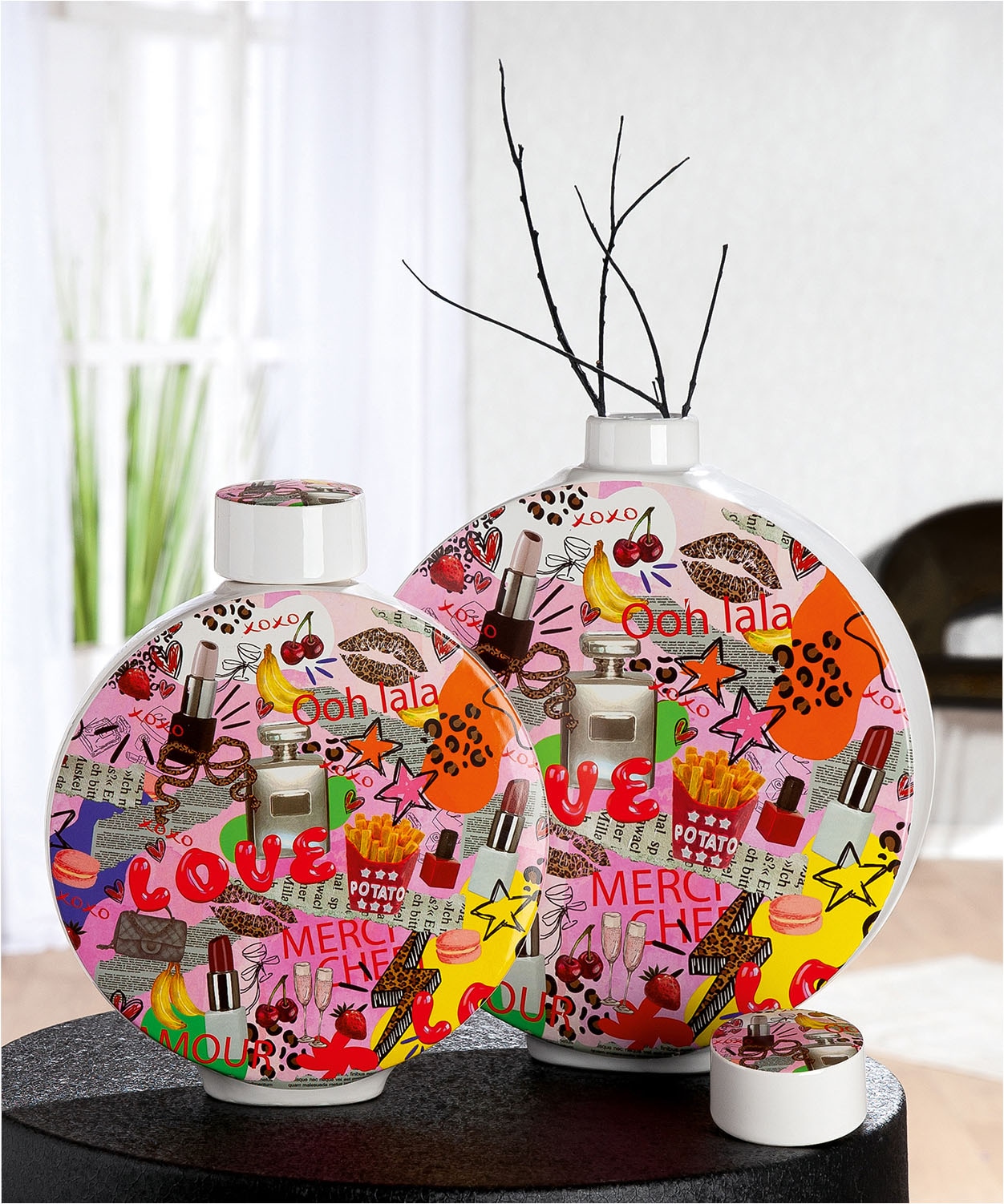 GILDE Vase de table »Deckelvase OOH LALA«