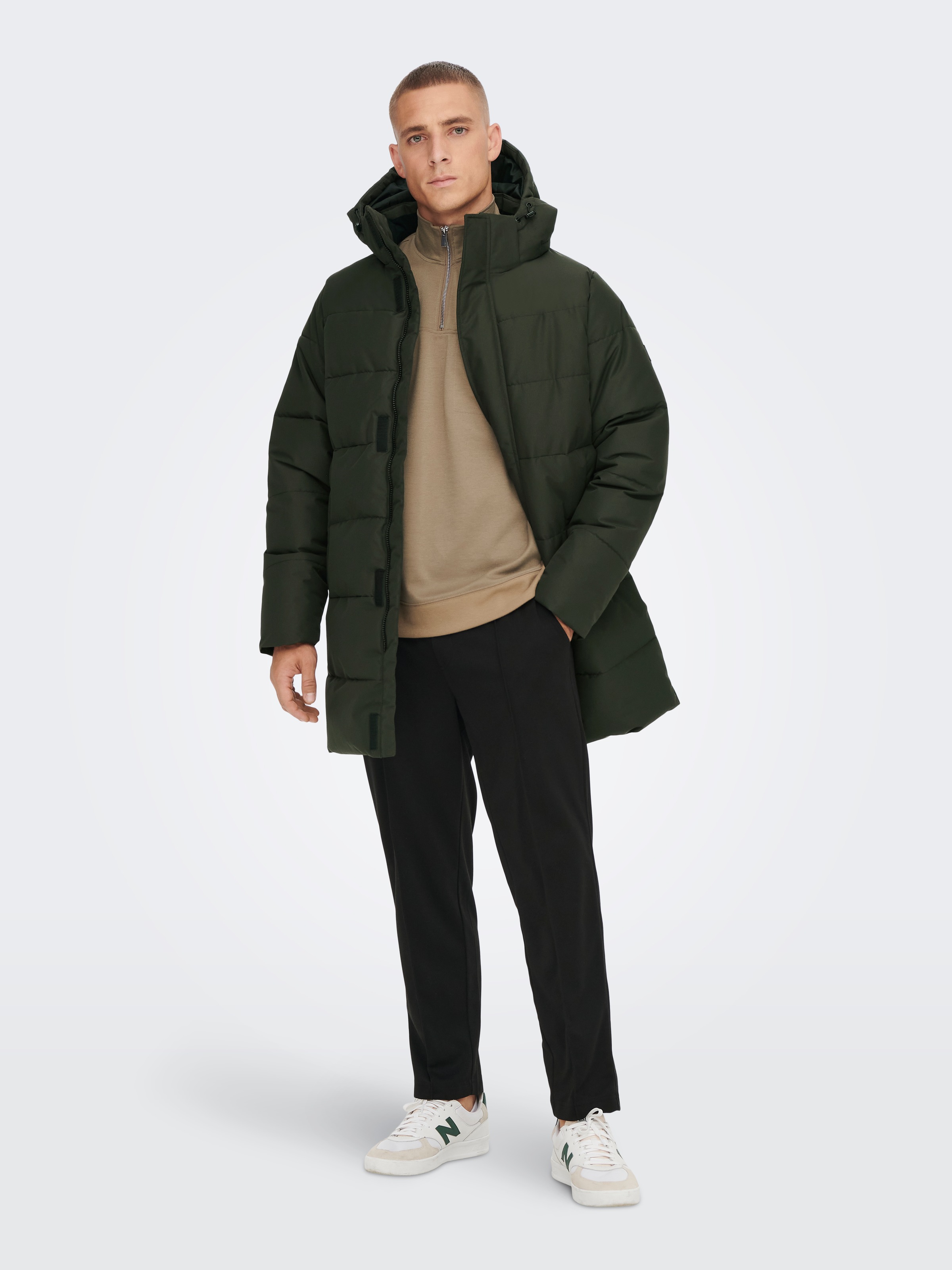 ONLY & SONS Veste matelassée »ONSCARL LIFE LONG QUILTED COAT NOOS OTW« mit Kapuze