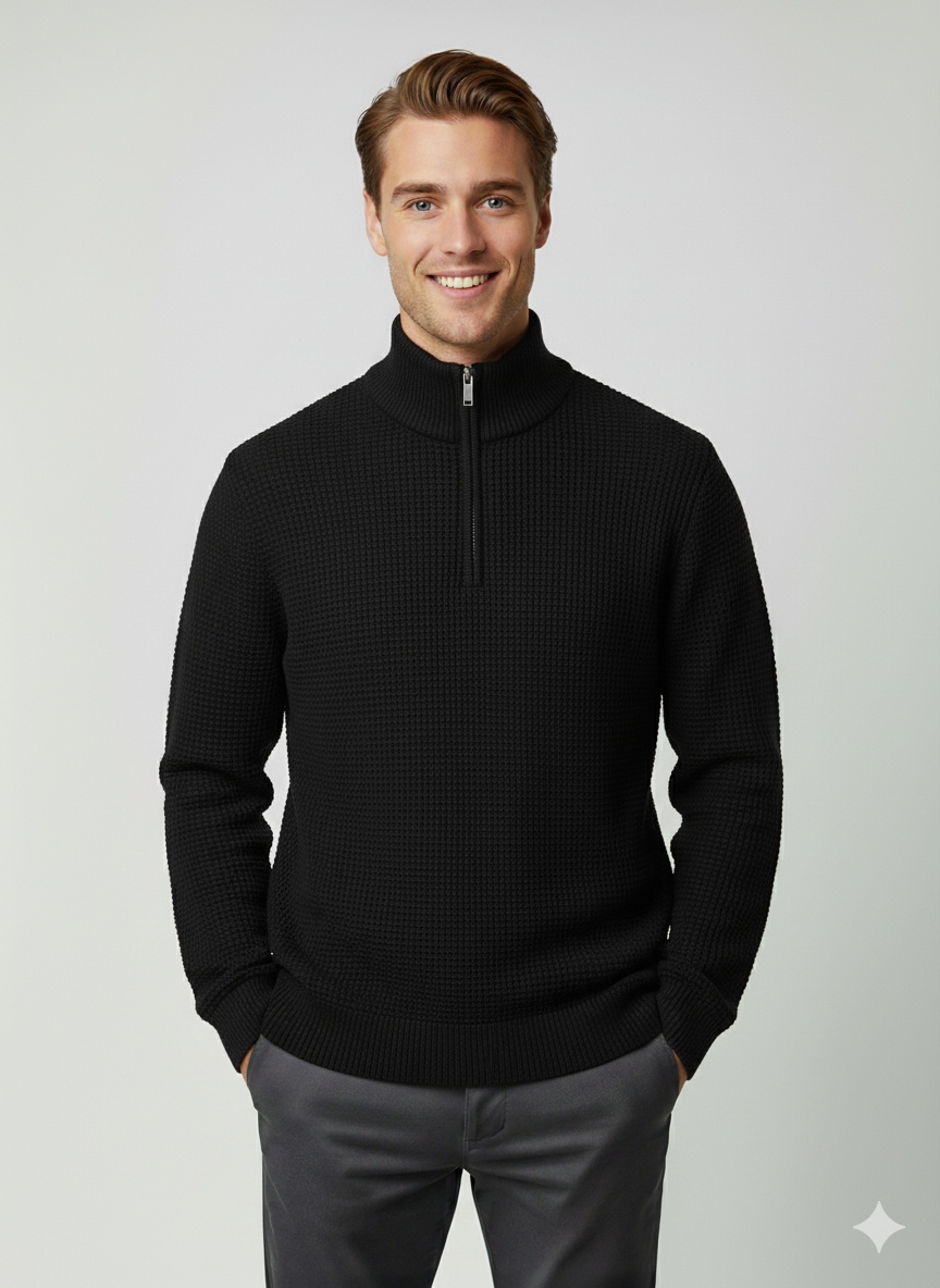 Image of SELECTED Troyer "SLHTHEO LS KNIT STRUCTURE HALF ZIP D"