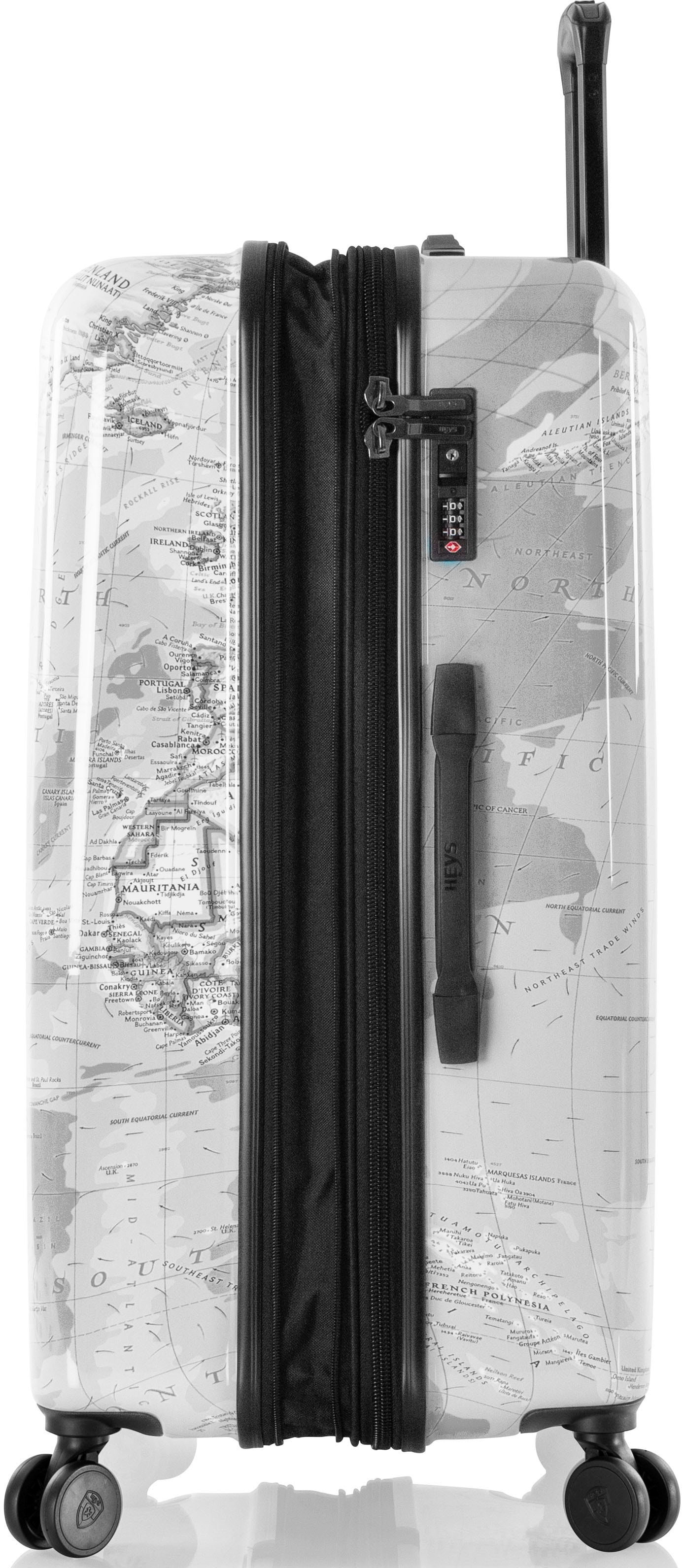 Heys Hartschalen-Trolley »Journey 3G schwarz/weiss, 76 cm«, 4 Rollen, Heys x Joachim Llambi Hartschalen-Koffer Volumenerweiterung