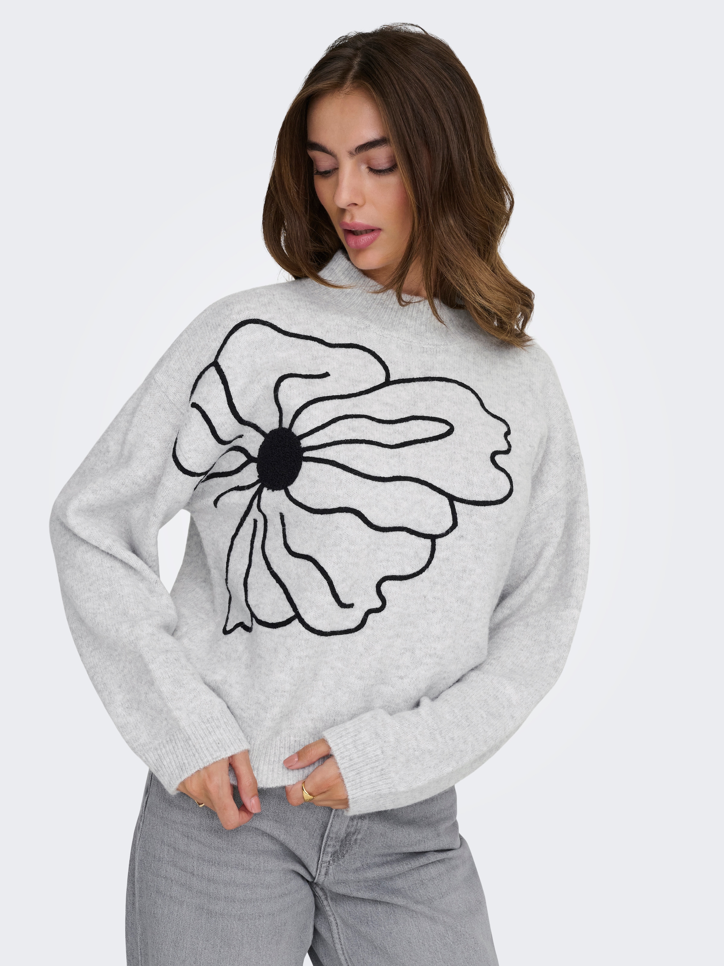 ONLY Pull en tricot »ONLLOI LS HIGH NECK FLOWER PULL EX KNT«