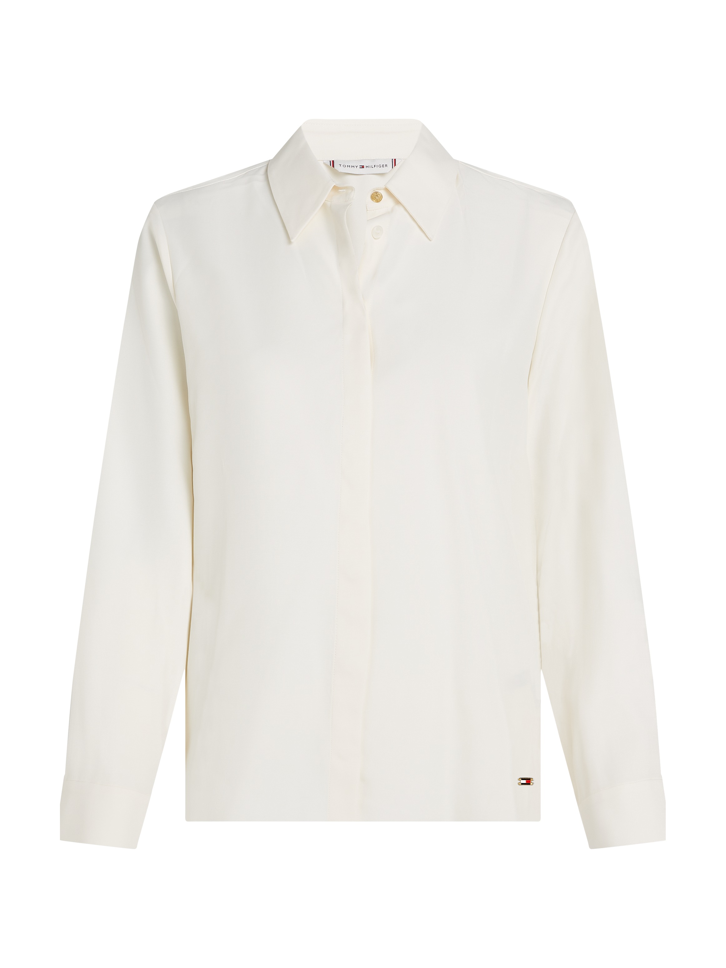 Tommy Hilfiger Hemdbluse »SOFT VISCOSE REGULAR LS SHIRT« in Unifarbe, mit Metalllabel