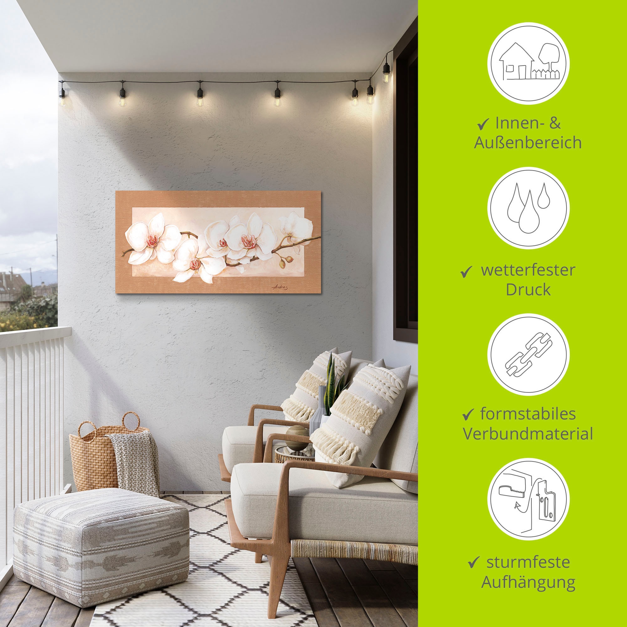 Artland Wandbild »Orchideenzweig« Blumenbilder 1 Stk. tlg. als Alubild, Leinwandbild in verschied. Grössen