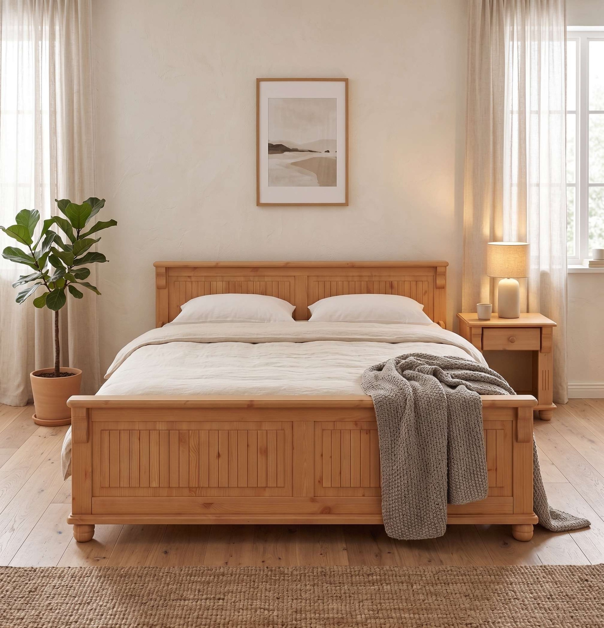 GOODproduct Massivholzbett »Adele« Breite 140 oder 180 cm, Landhausstil,  aus massiver Kiefer, schöne Kassettenoptik, Lamellenoptik