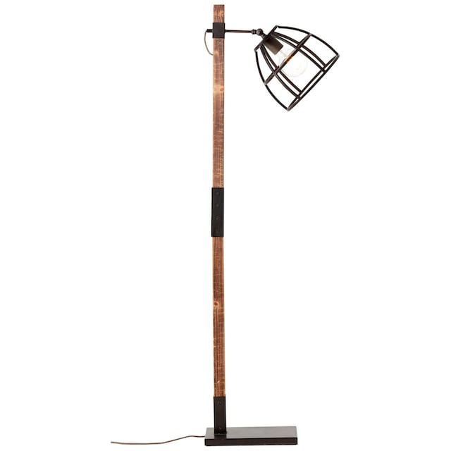 Brilliant Stehlampe »Matrix Wood«, 1 flammig-flammig, 141 cm Höhe, 45 cm  Ausladung, E27, schwenkbar, schwarz Stahl/Holz sans frais de livraison sur