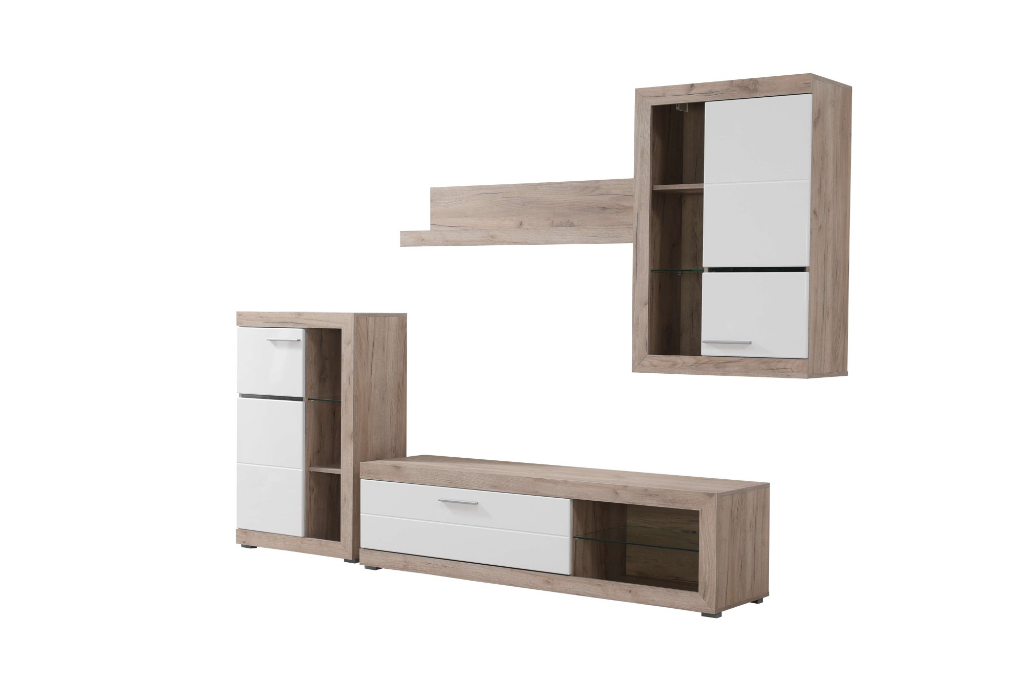 INOSIGN Wohnzimmer-Set »Rosso Wohnwand, Mediawand, Anbauwand, für TV bis 60', Breite 267 cm« Komplett-Set, 4-st, 4 Stk. tlg.