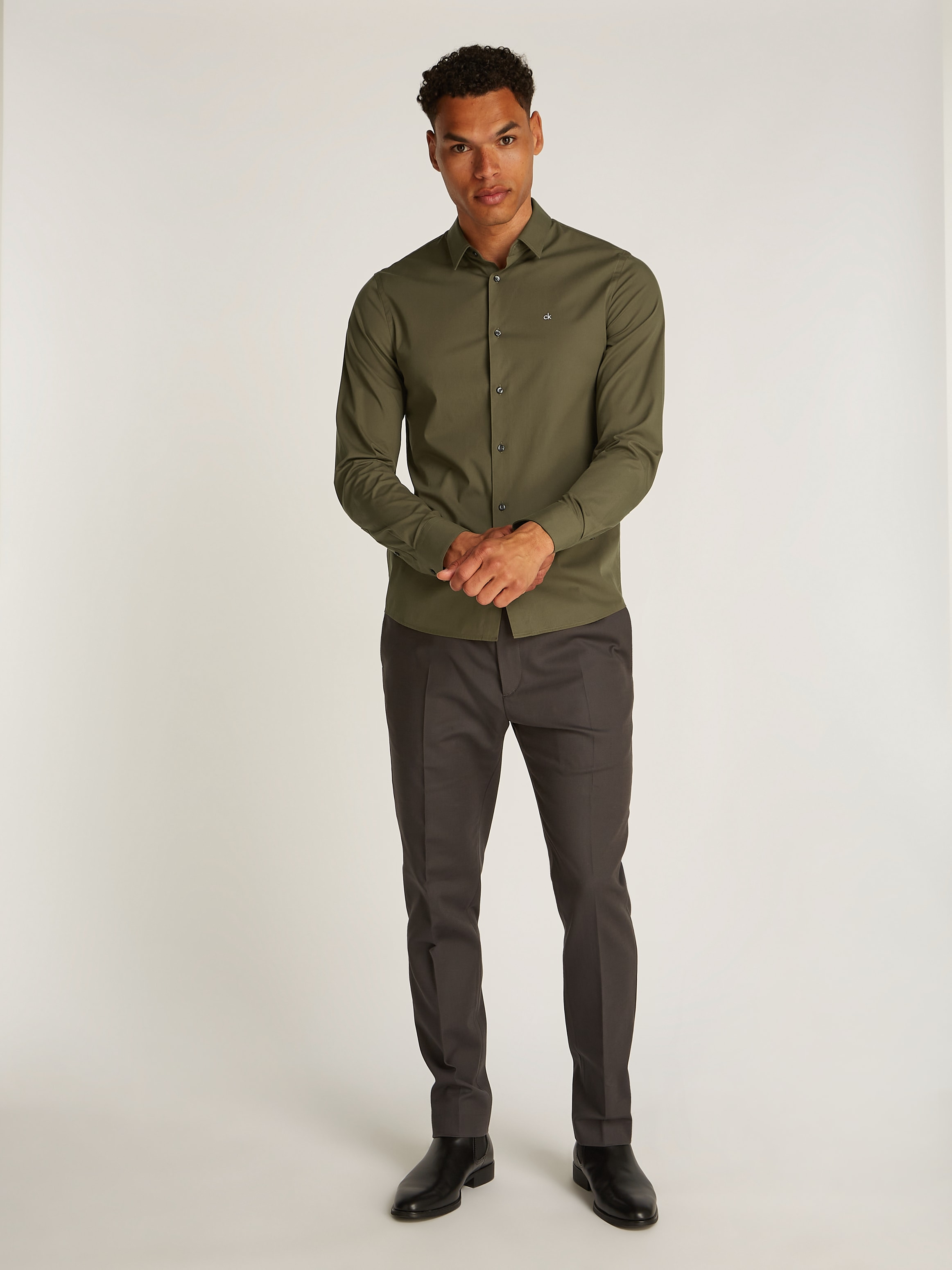 Calvin Klein Businesshemd »STRETCH POPLIN SLIM SHIRT«, mit Calvin Klein Logo auf der Brust