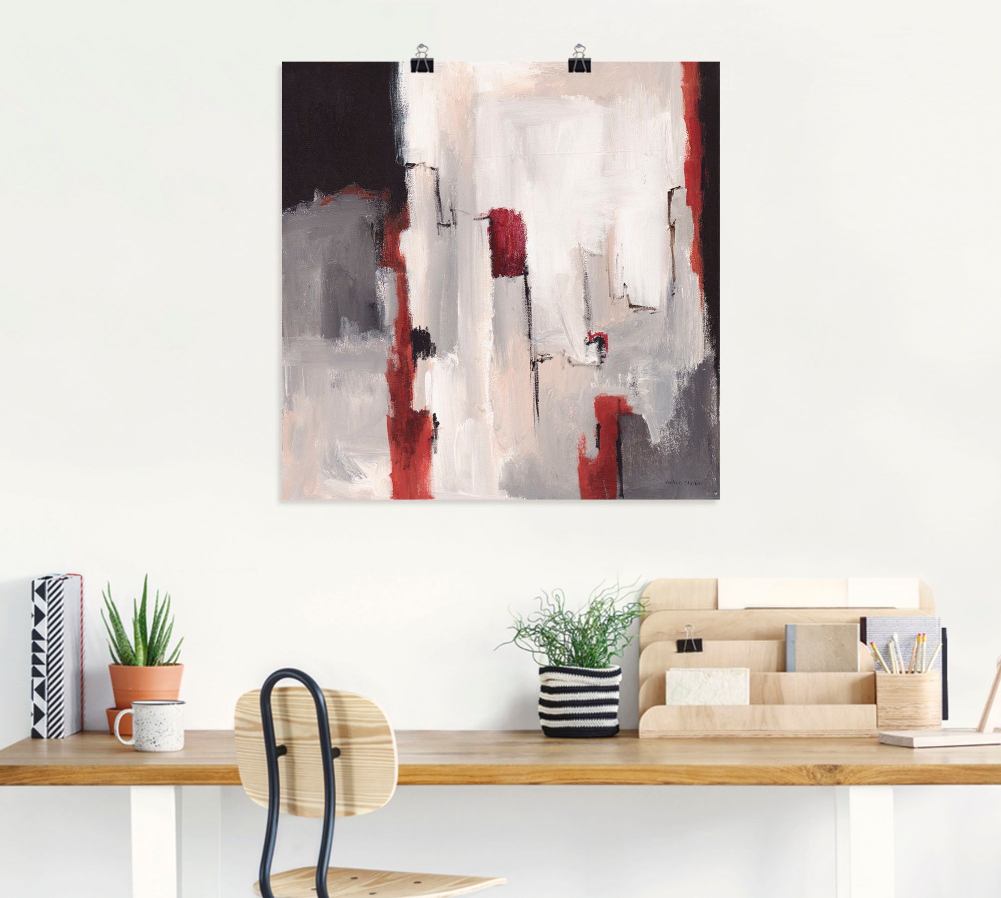 Artland Wandbild »Rot an Grau II«, Gegenstandslos, (1 St.), als Leinwandbild, Poster in verschied. Grössen