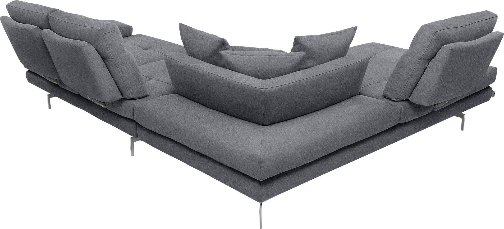 CALIA ITALIA Ecksofa »Toby Wing, L-Form, Designsofa mit sensationellem Sitzkomfort« Sitztiefenverstell.,wahlw. mit Kissen-Set, Füsse chrom glänzend