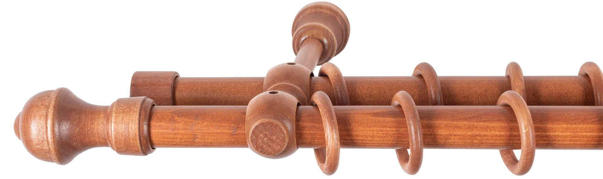 SN DECO GROUP Gardinenstange »Ares«, 2 läufig-läufig, Fixmass, 28 mm, Holz, verschiedene Längen und Farben, Komplettset