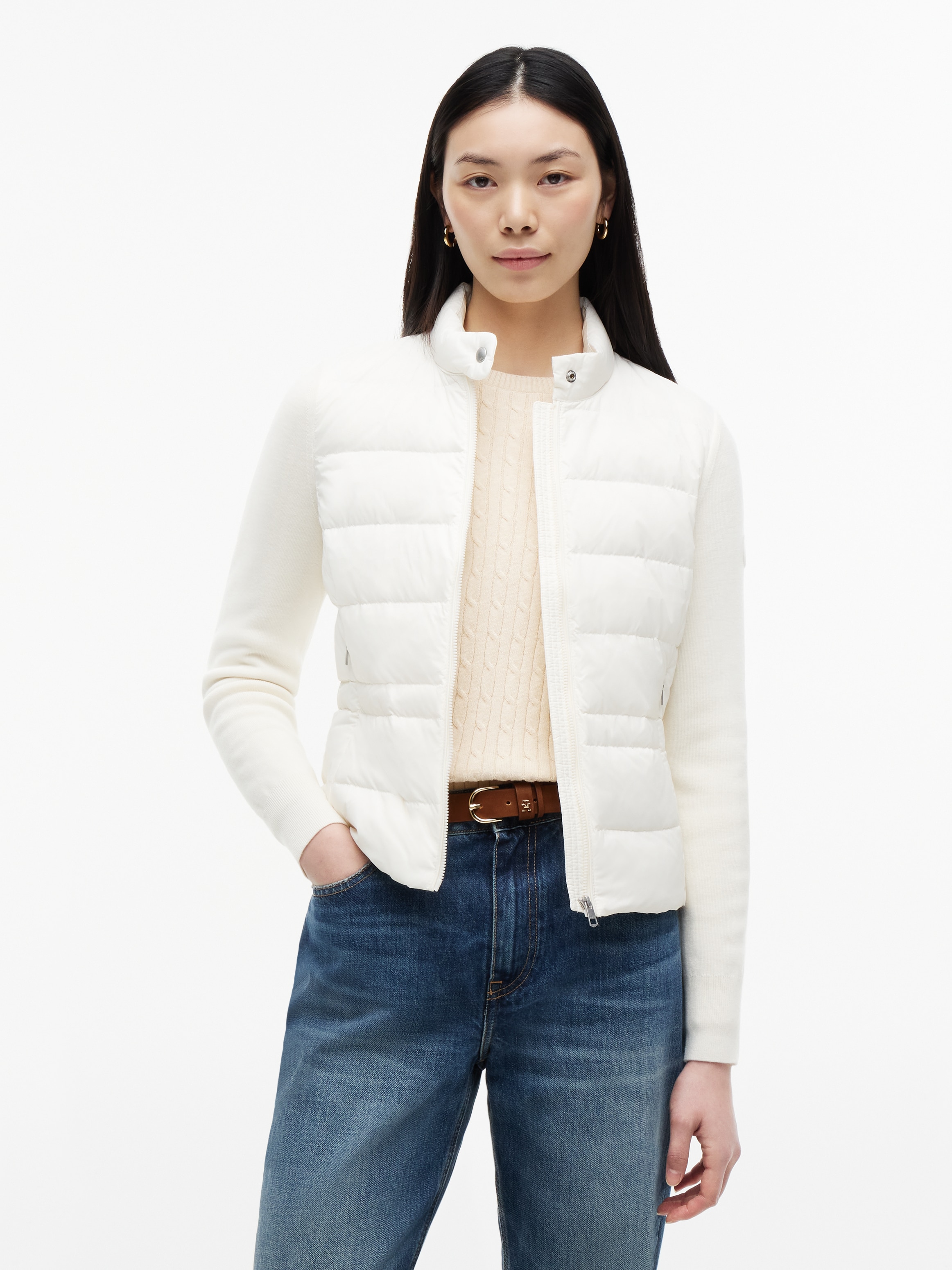 Image of Tommy Hilfiger Daunenjacke "LW DOWN KNIT MIX JACKET" ohne Kapuze Stehkragen, Materialmix mit Steppqualität