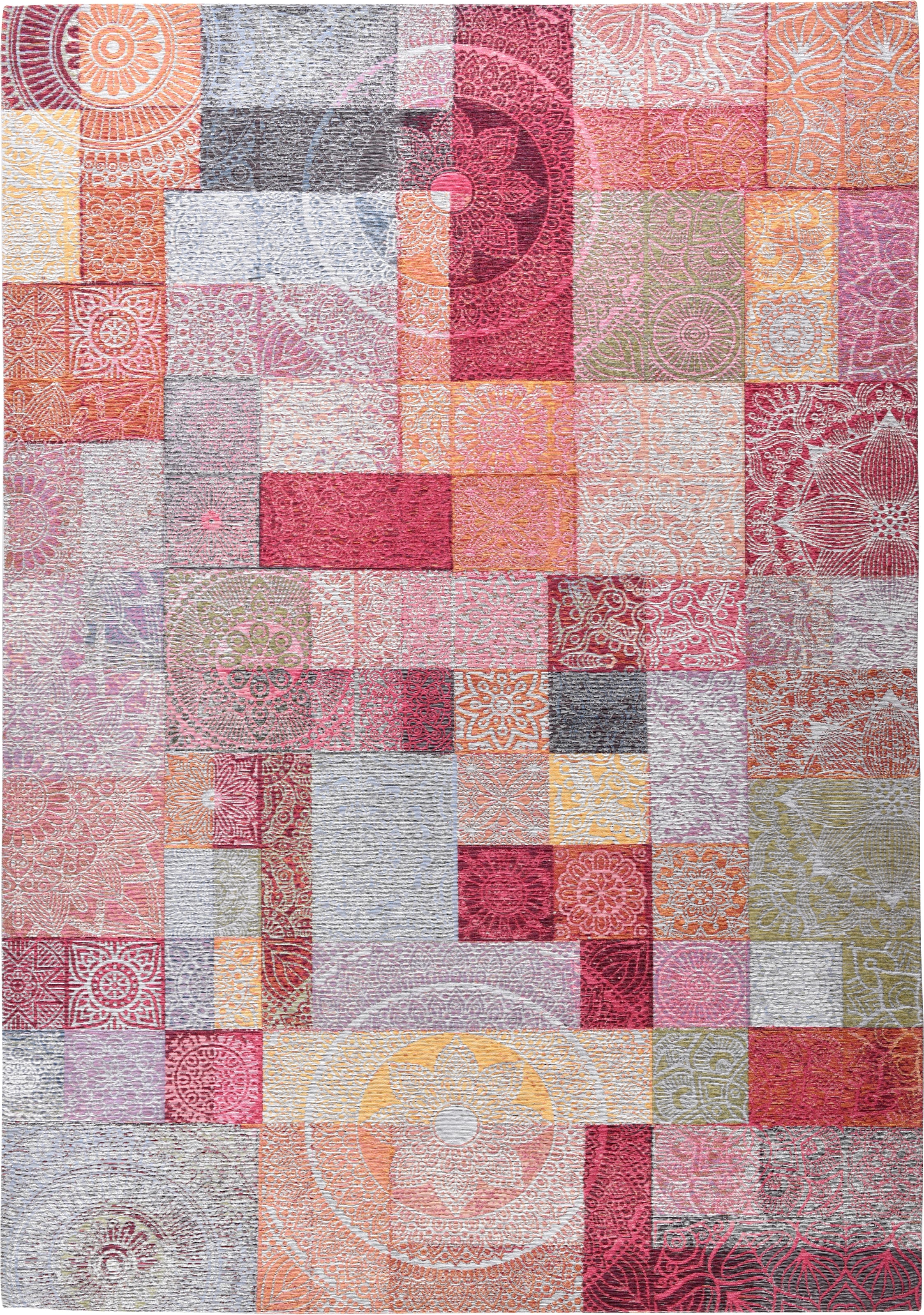 Gino Falcone Tapis »Cosima-112« Rectangulaire 3 mm Höhe tissu plat, avec fil chenille, design patchwork moderne, ornements