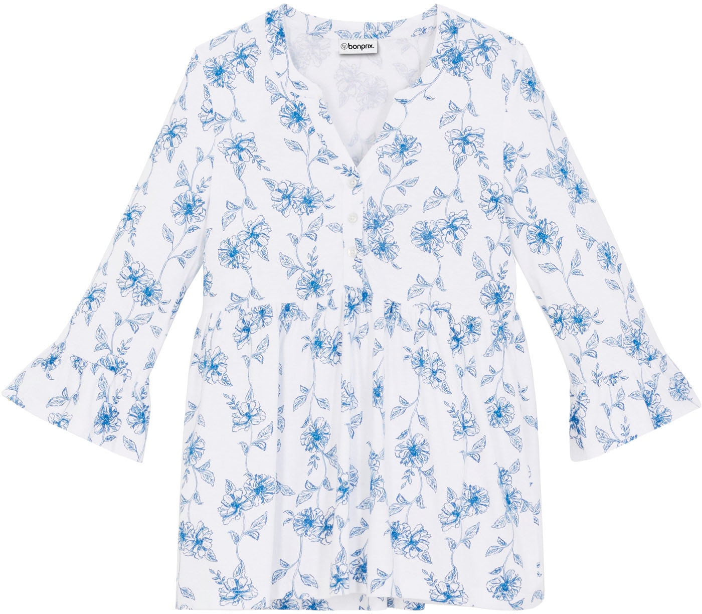 bonprix Longtunika eleganter Look, Regular Fit, 3/4-Ärmel, mit Alloverprint