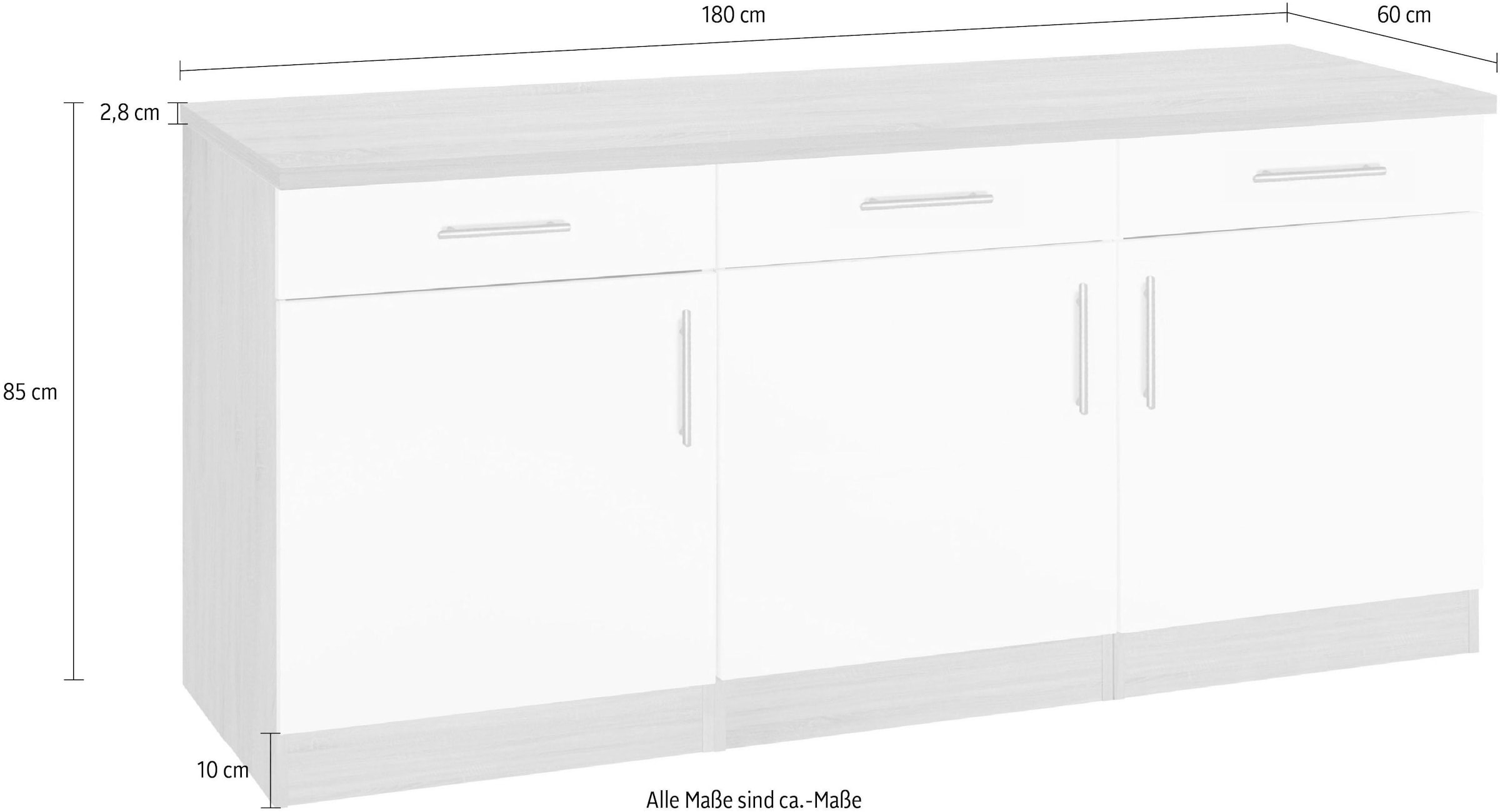 wiho Küchen Unterschrank »Kiel«, 180 cm breit
