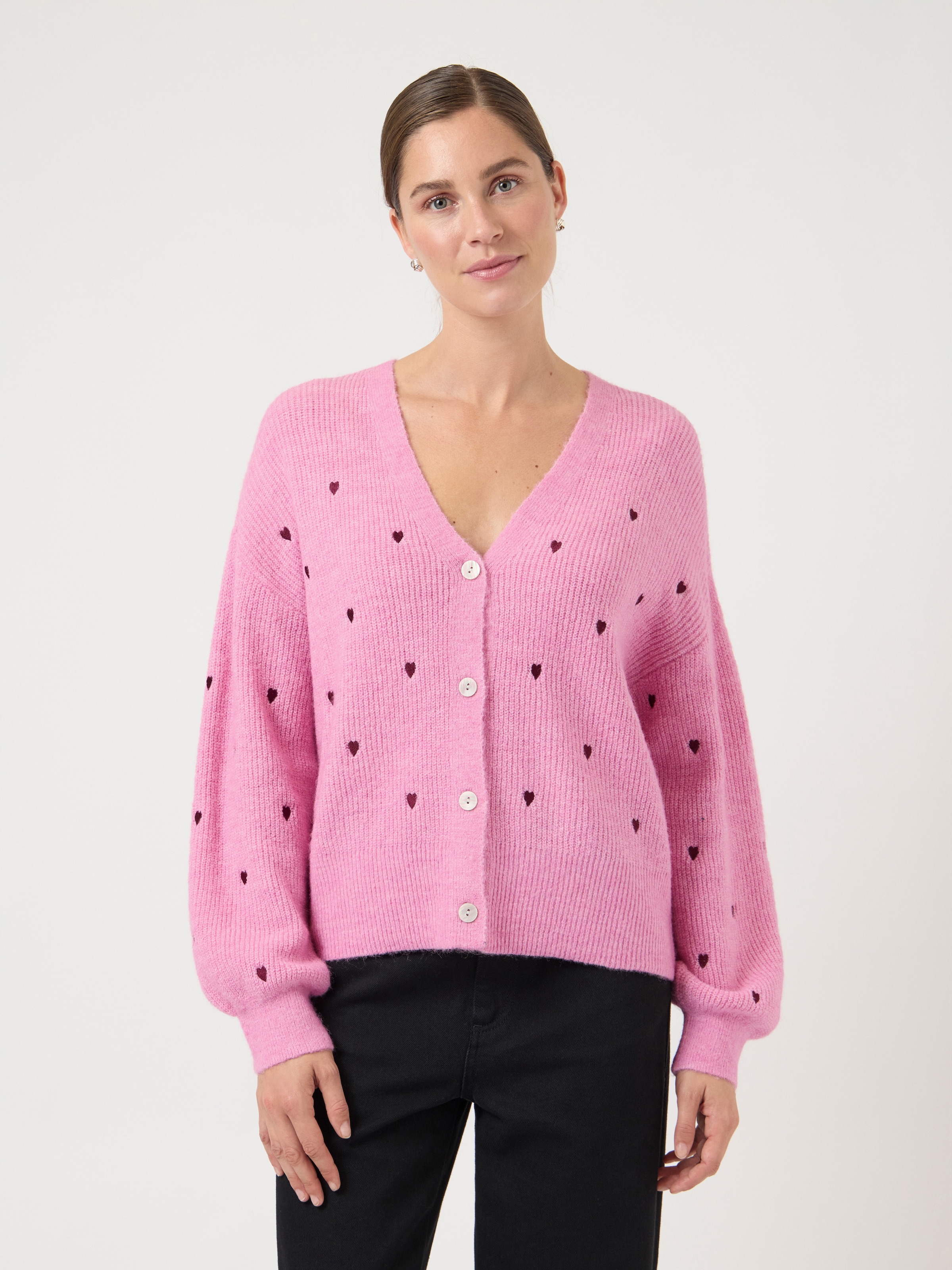 Y.A.S Veste en tricot »YASFLEUR LS KNIT CARDIGAN S. NOOS« Mélange de matières, coupe régulière, brodé