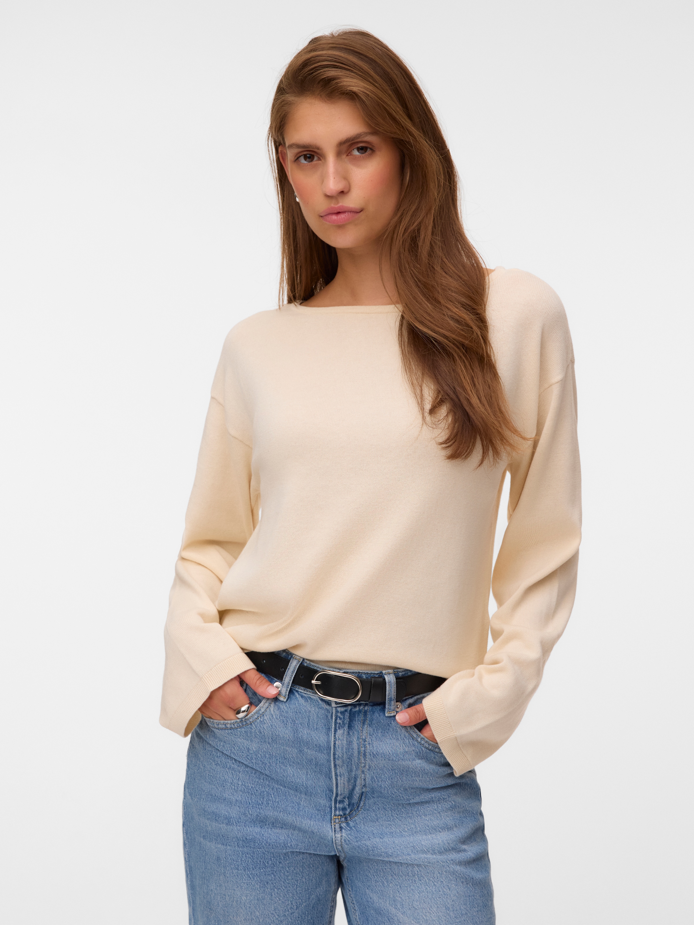 Image of Vero Moda Strickpullover "VMNOMA LS BOATNECK PULLOVER NOOS" Baumwolle