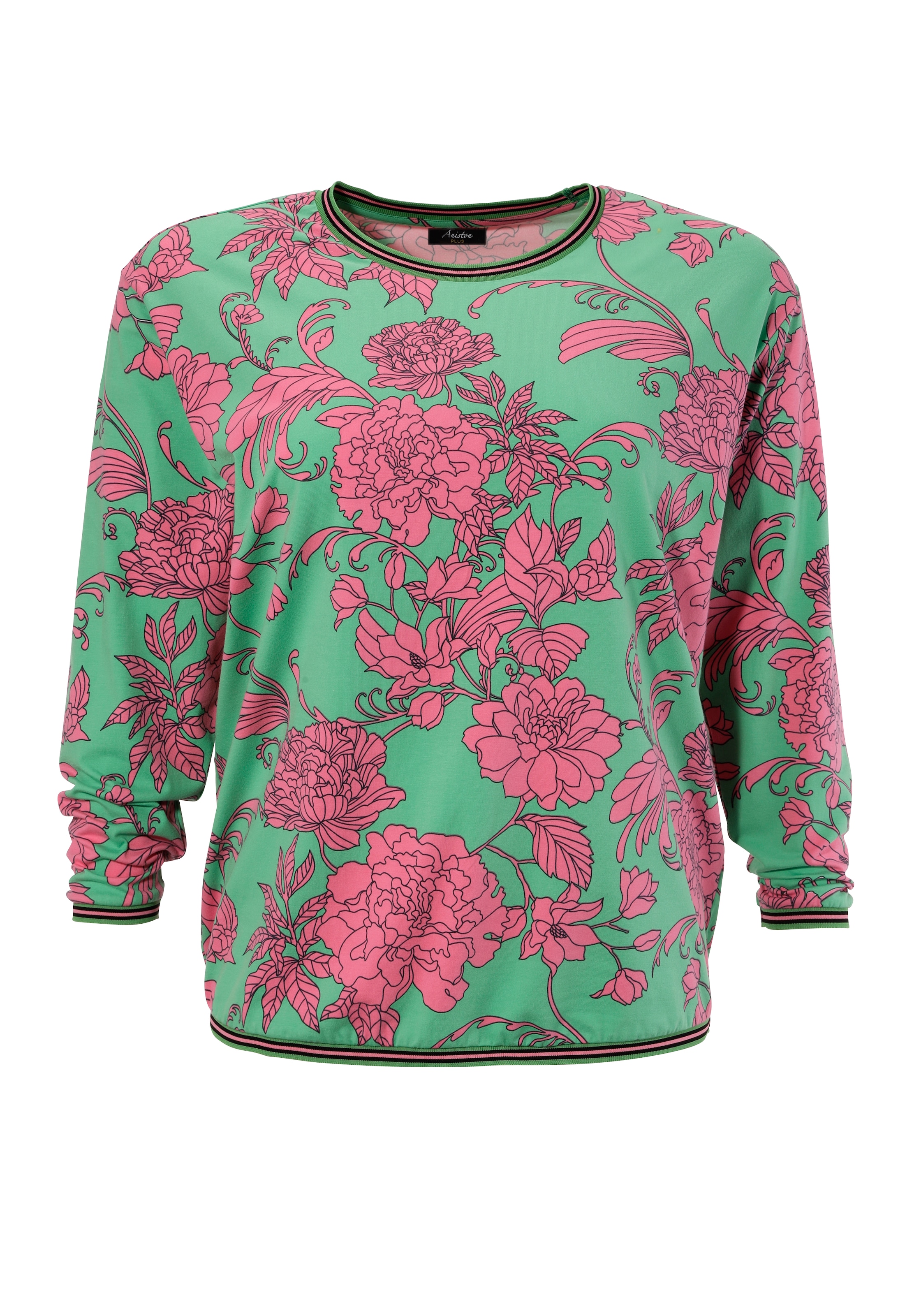 Aniston PLUS Sweatshirt, mit grossflächigen, grafischen Blumen bedruckt