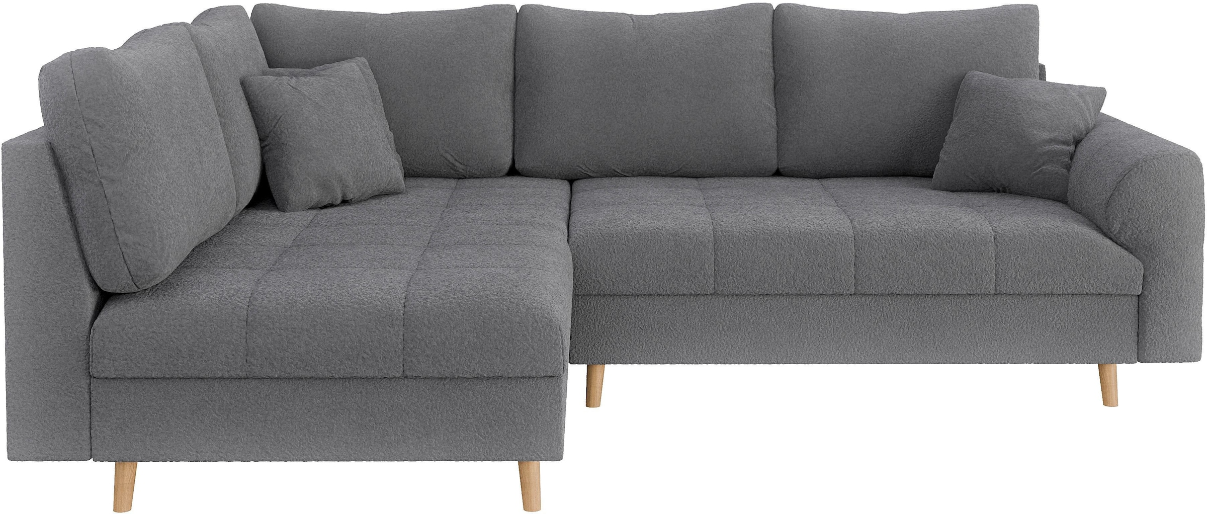 Home affaire Ecksofa »CHARRE L-Form mit Ottomane, Masse B/T/H: 231/161/81 cm«, feine Steppung, lose Rücken- und Zierkissen, auch in Cord und Bouclé