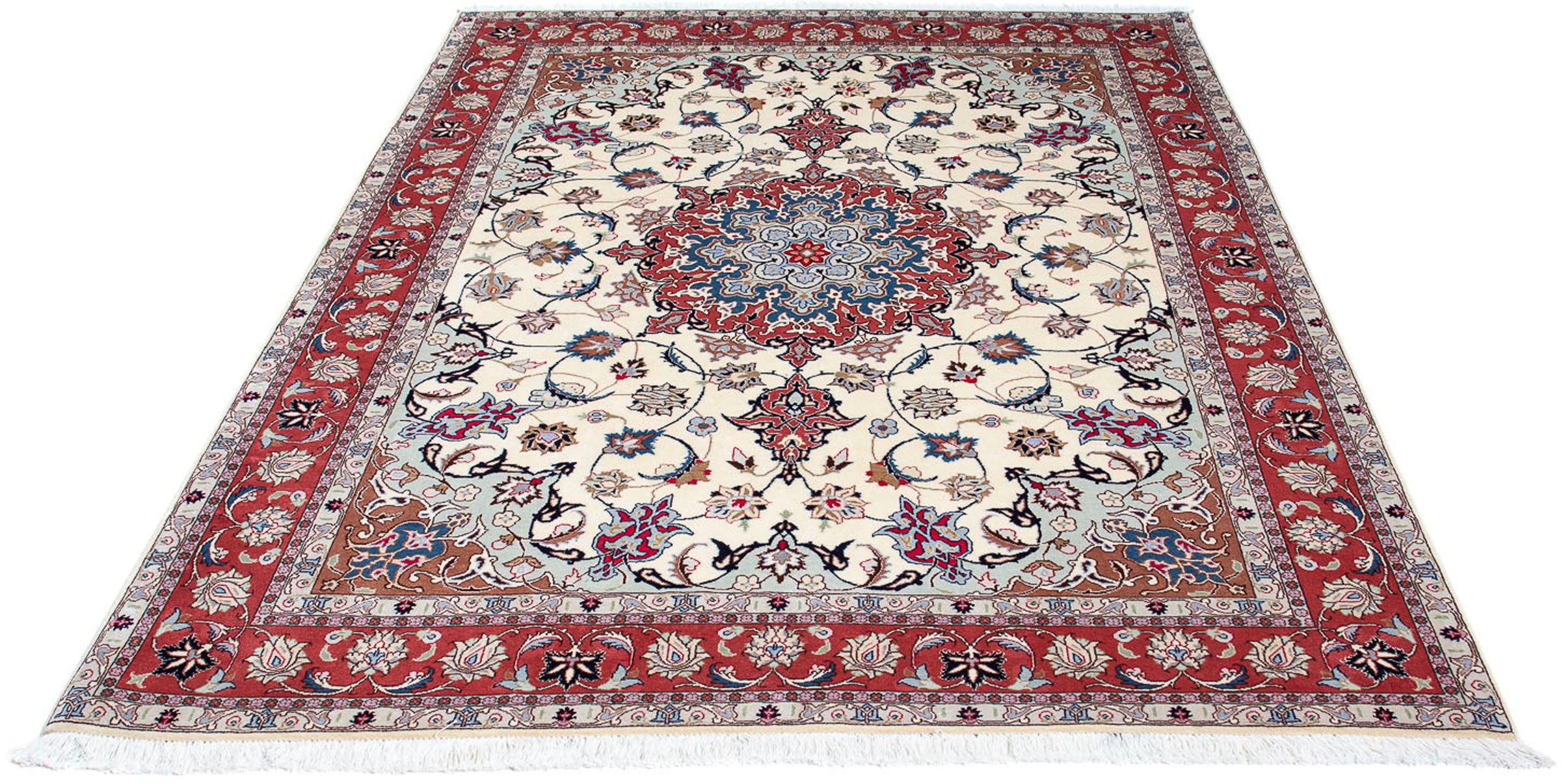 Image of morgenland Orientteppich »Perser - Täbriz - Royal - 203 x 150 cm - beige«, rechteckig, 7 mm Höhe, Wohnzimmer, Handgeknüpft, Einzelstück mit Zertifikat bei Ackermann Versand Schweiz