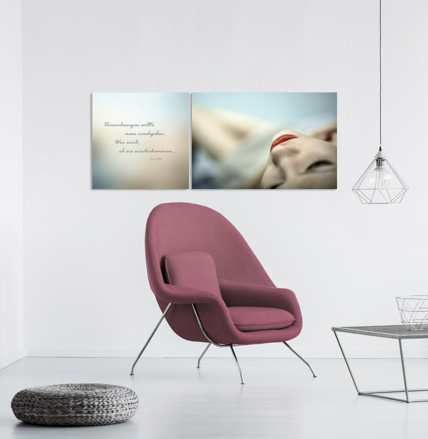 queence Tableau sur toile »Versuchungen« Set,  Premium-Leinwandstoff, Handarbeit aus Deutschland, Zitat, 2er Set