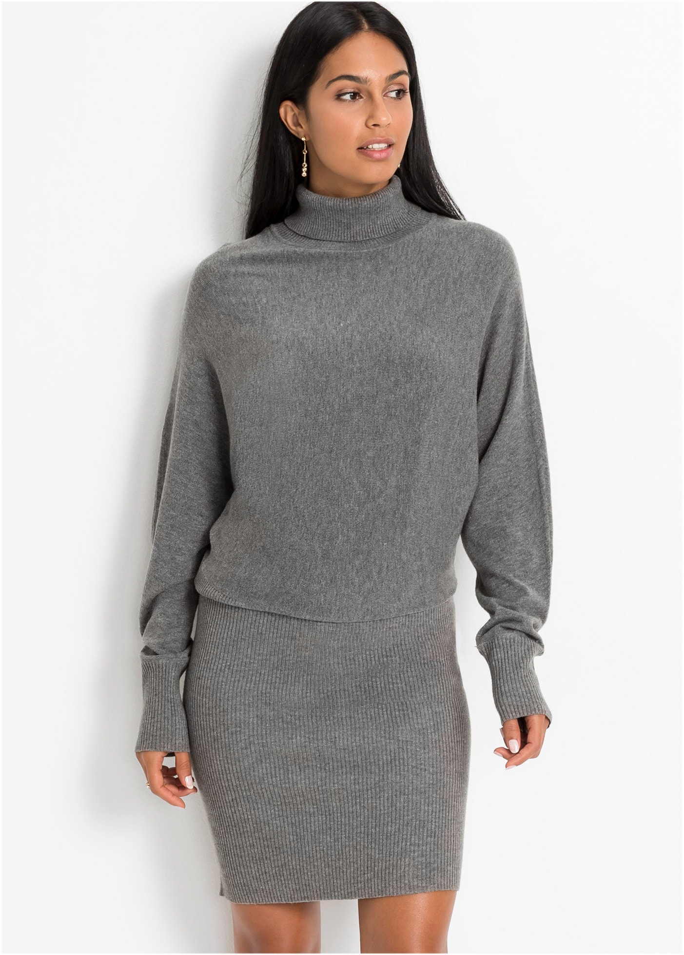 Image of bonprix Strickkleid mit Rollkragen, aus Viskose, Polyamid und Polyester