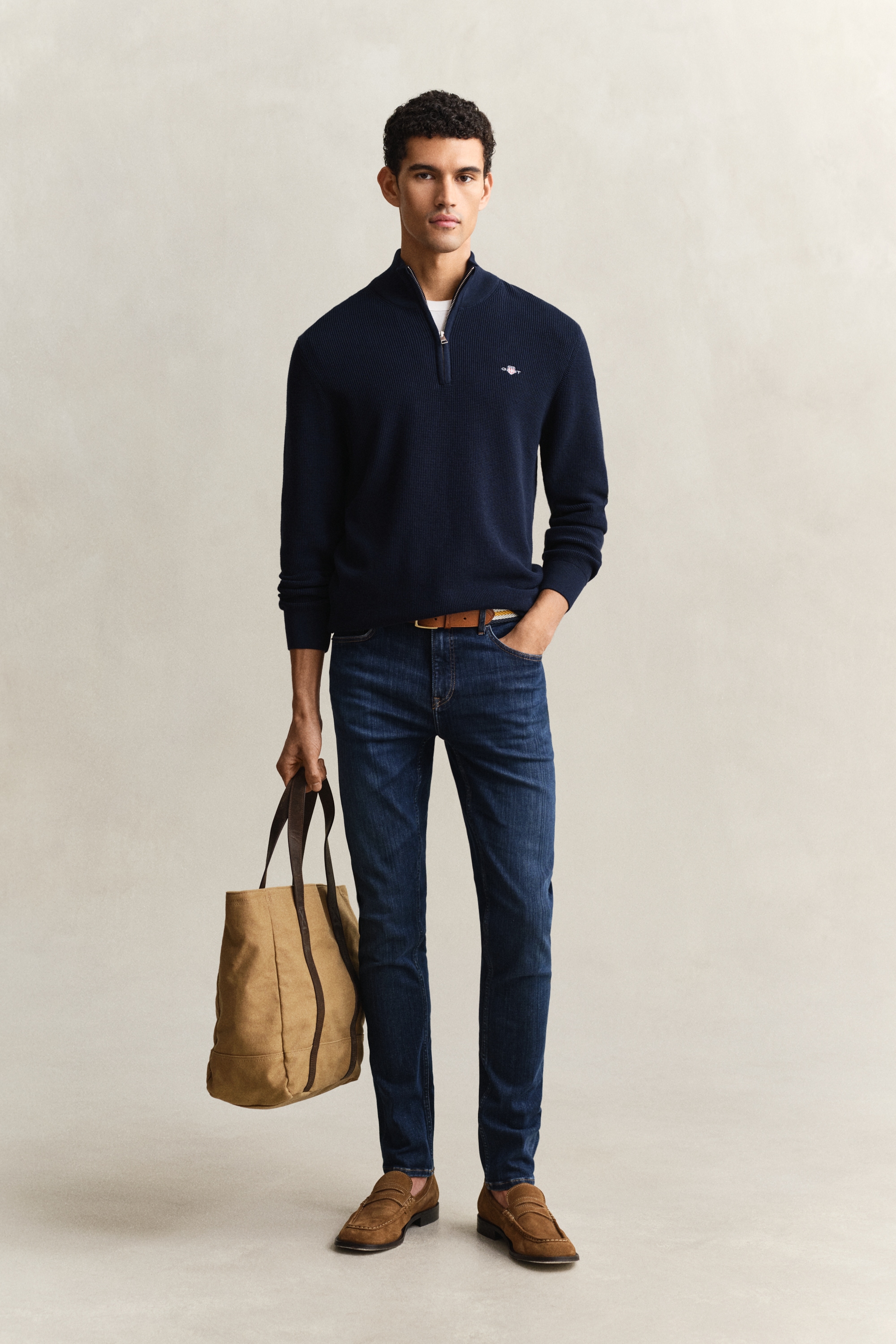 Gant Troyer »MICRO TEXTURED COTTON HALF ZIP« Regular fit avec col Troyer
