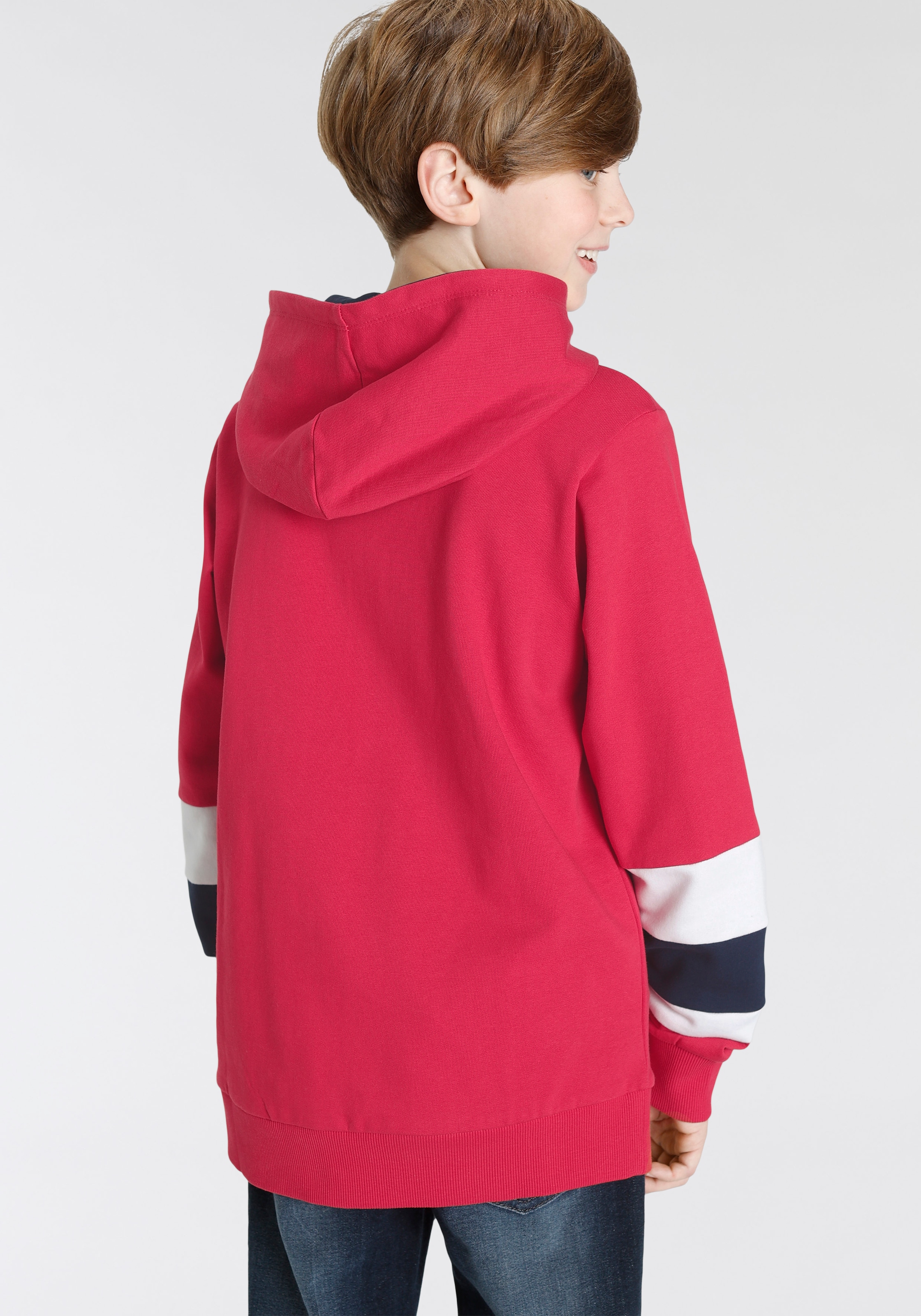 Modische KangaROOS Kapuzensweatshirt »mit Streifen an Ärmeln den mit bestellen Ärmeln«, ohne Mindestbestellwert an Streifen den - versandkostenfrei