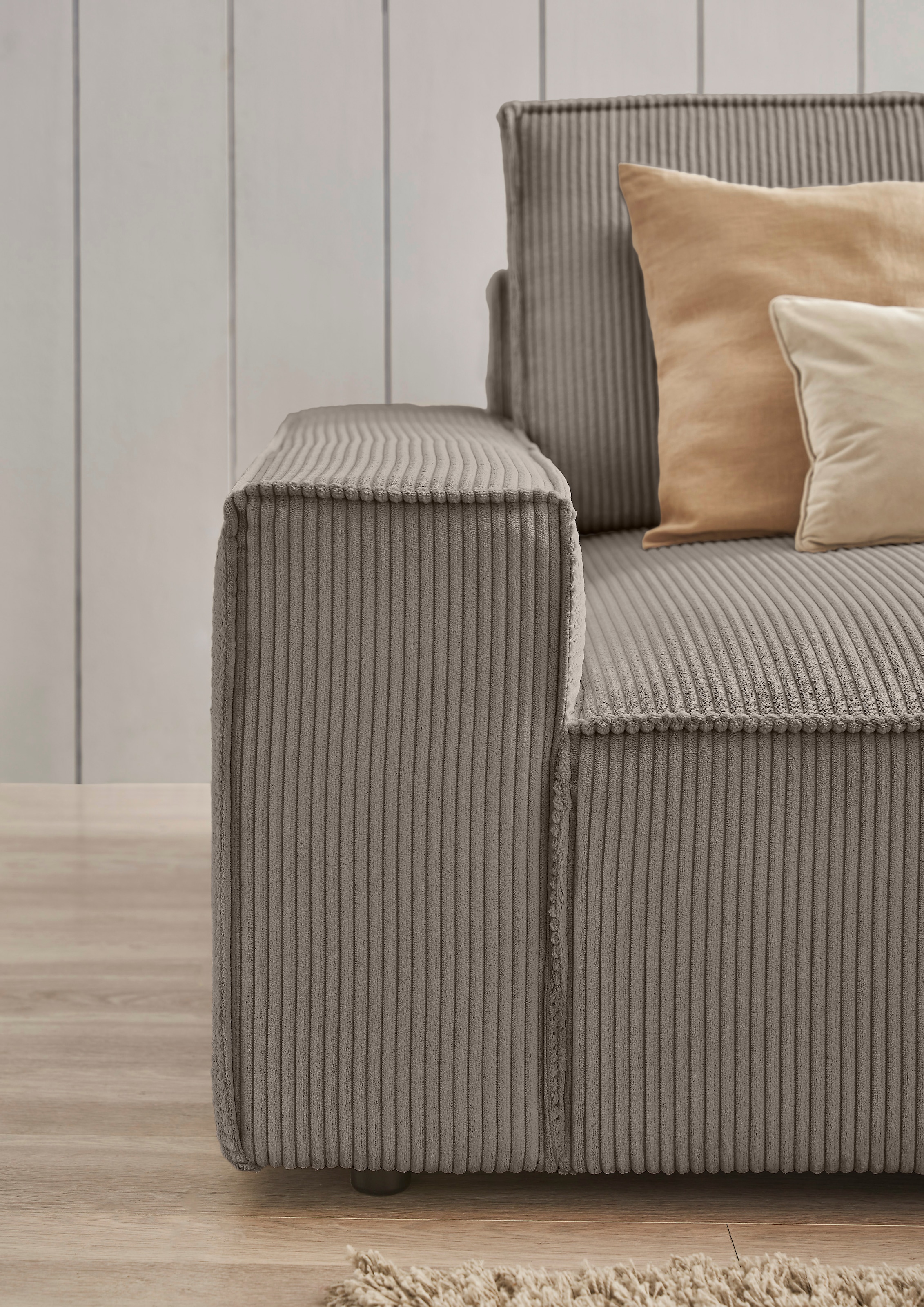 GOODproduct Big-Sofa »SHERWOOD XXL Cord, Big-Sofa (316cm), extra tiefe Sitzfläche 95 cm« bequemer Sitzkomfort, Cord u. Leinenoptik, Kedernaht