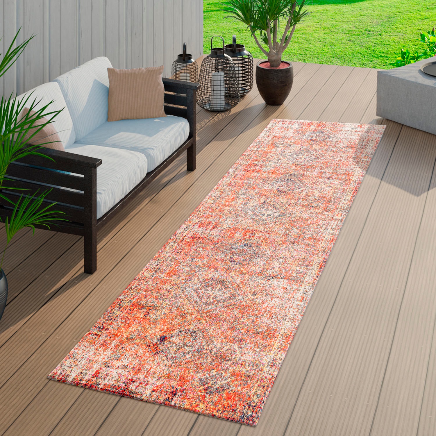 Image of DELAVITA Läufer »Artigova 30«, rechteckig, 11 mm Höhe, Teppich-Läufer, Kurzflor, Orient-Optik, Vintage Design, In- und Outdoor geeignet, ideal in Diele & Flur oder auch für Terrasse & Balkon bei Ackermann Versand Schweiz