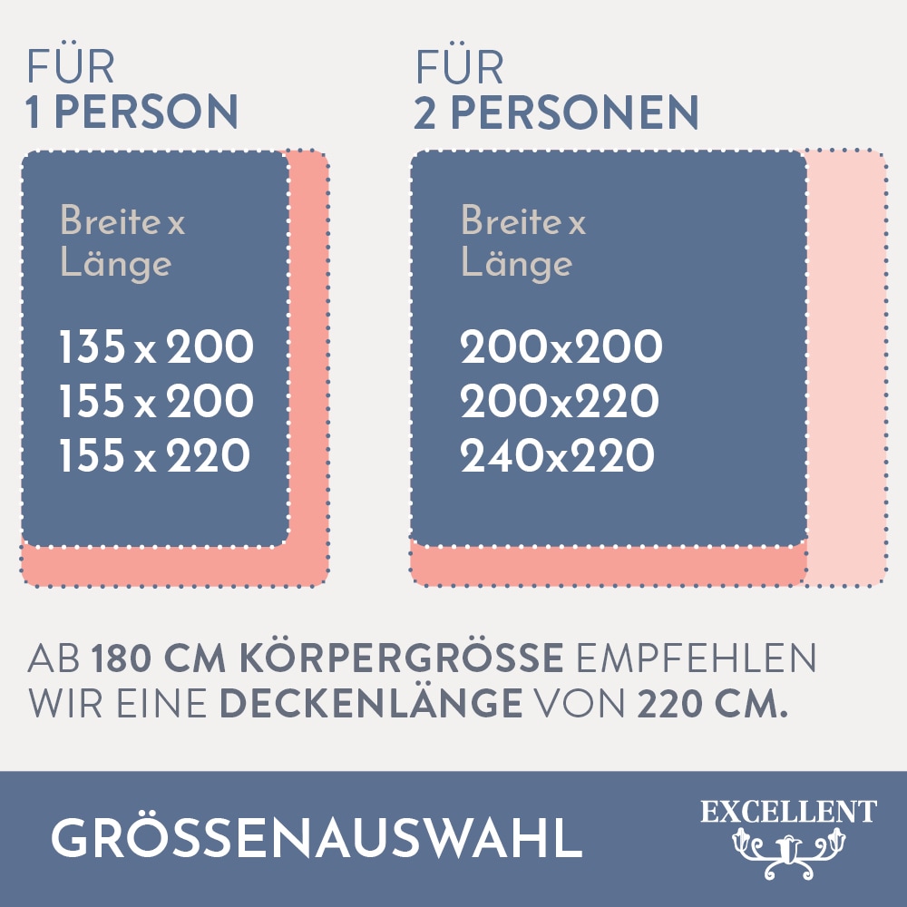 Excellent Daunenbettdecke »Überraschungsbox«, extrawarm, Füllung 90% Daunen, 10% Federn, Bezug Baumwolle, (1 St.), absoluter Sonderpreis, wegen Lagerräumung, Solange der Vorrat reicht