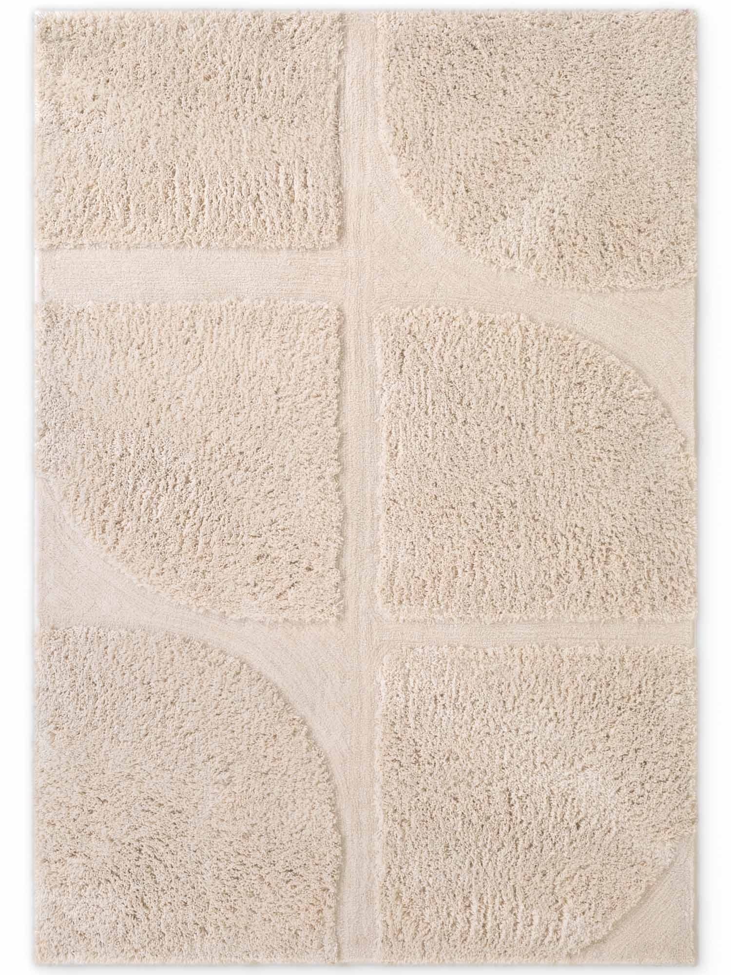 Ted Baker Lambeth High Pile Rug Jasper Geometric Living Room Rug in Cream | Size: 160cm x 230cm