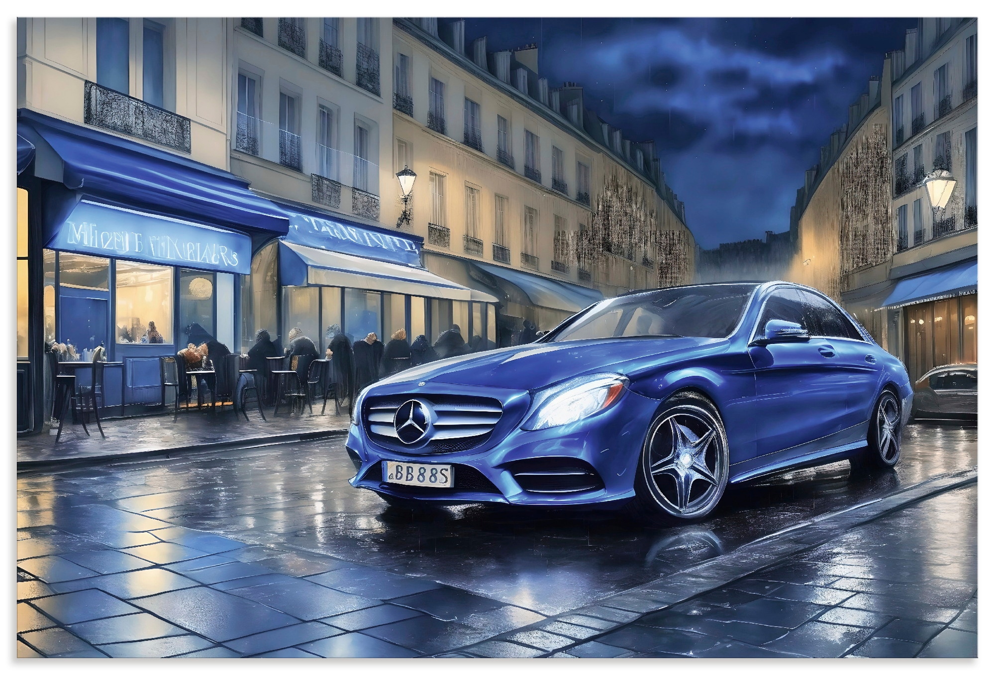 Image of Artland Wandbild "Mit dem Mercedes nach Paris" Auto 1 Stk. tlg. als Alubild, Leinwandbild, Poster, Wandaufkleber in verschied. Grössen