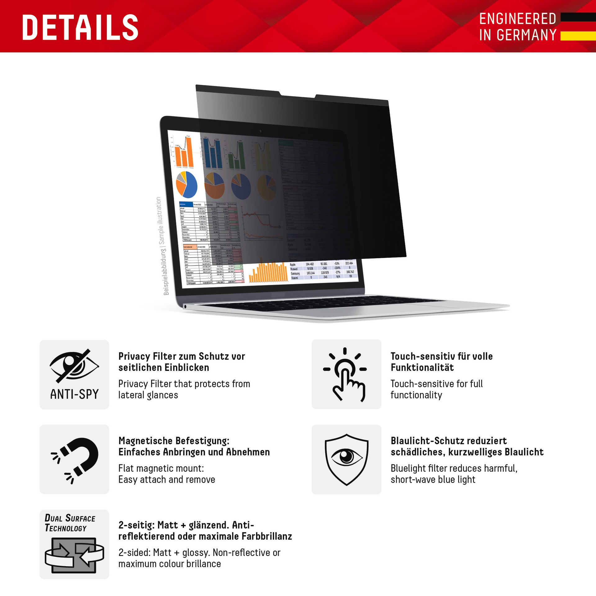 Displex Displayschutzfolie »Tablet Privacy Safe«, für Apple iPad 10,2 (7/8/9 Gen), Blickschutzfolie, Schutzfolie, Bildschirmschutz, kratz- & stossfest