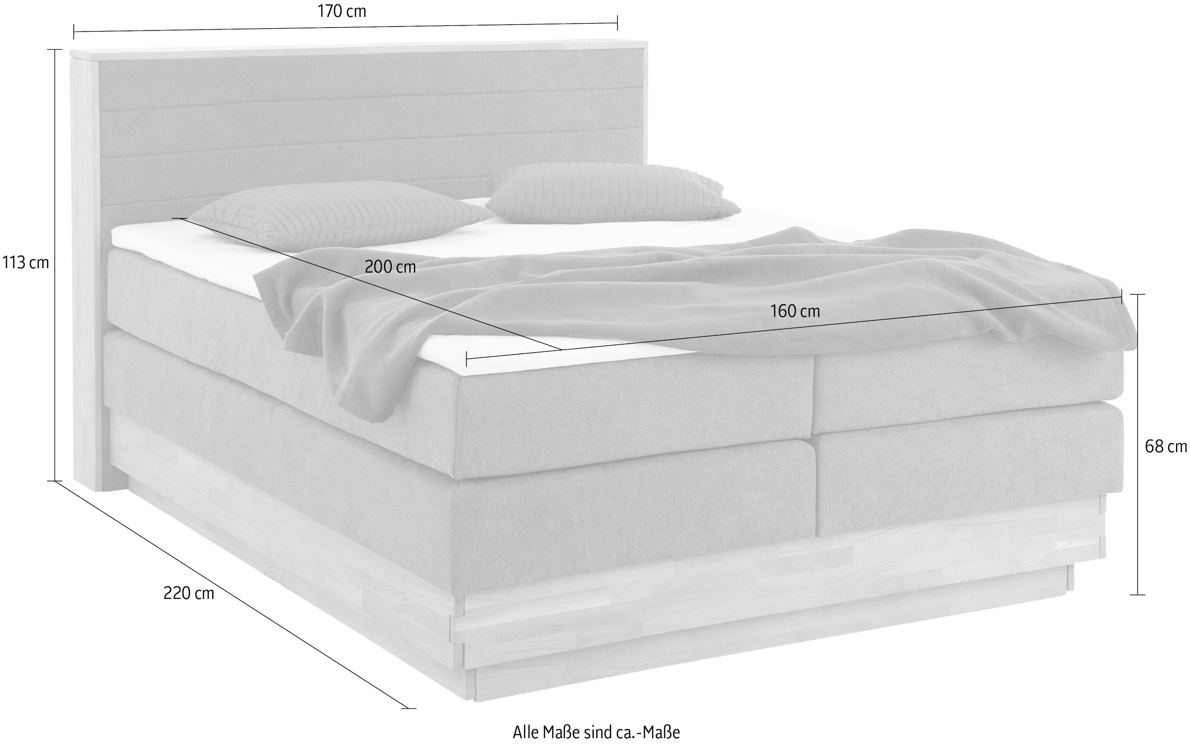 Home affaire Boxspringbett »Cavan« Eiche, inkl. Bettkasten & Topper, verschiedene Härtegrade (auch H4)