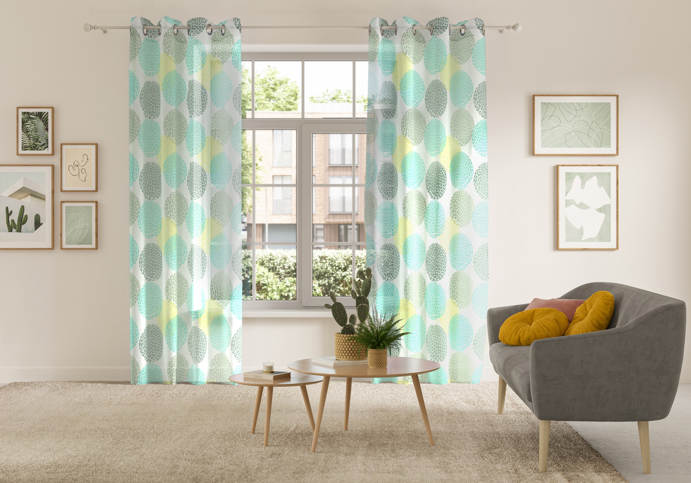 Image of GOODproduct Gardine "BELEM" Ösen 1 Stk. tlg. 1 Schal, Polyester, Kreise
