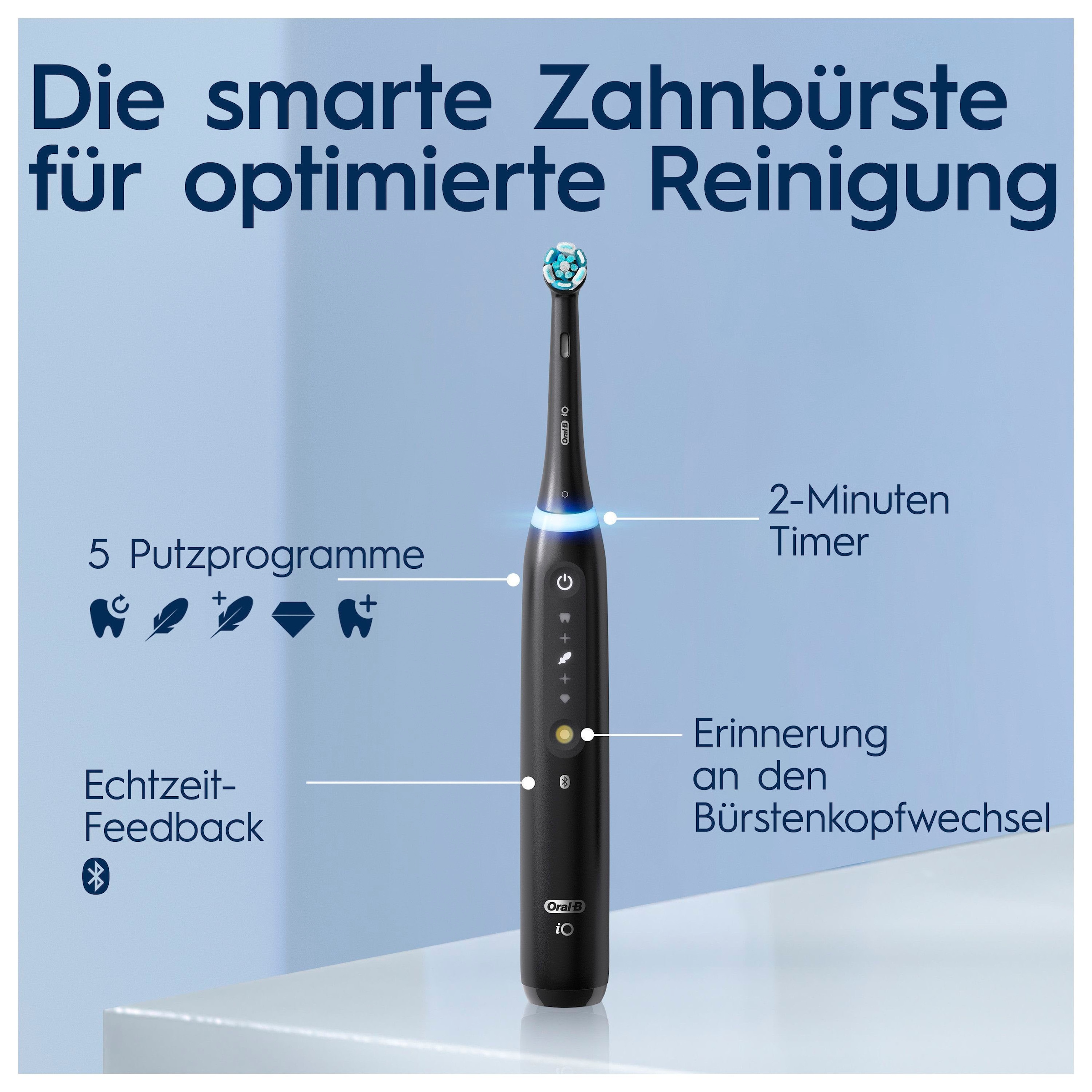 Oral-B Brosse à dents électrique »iO 5« 1 cuis Aufsteckbürsten mit Magnet-Technologie, LED-Anzeige, 5 Putzmodi, Reiseetui