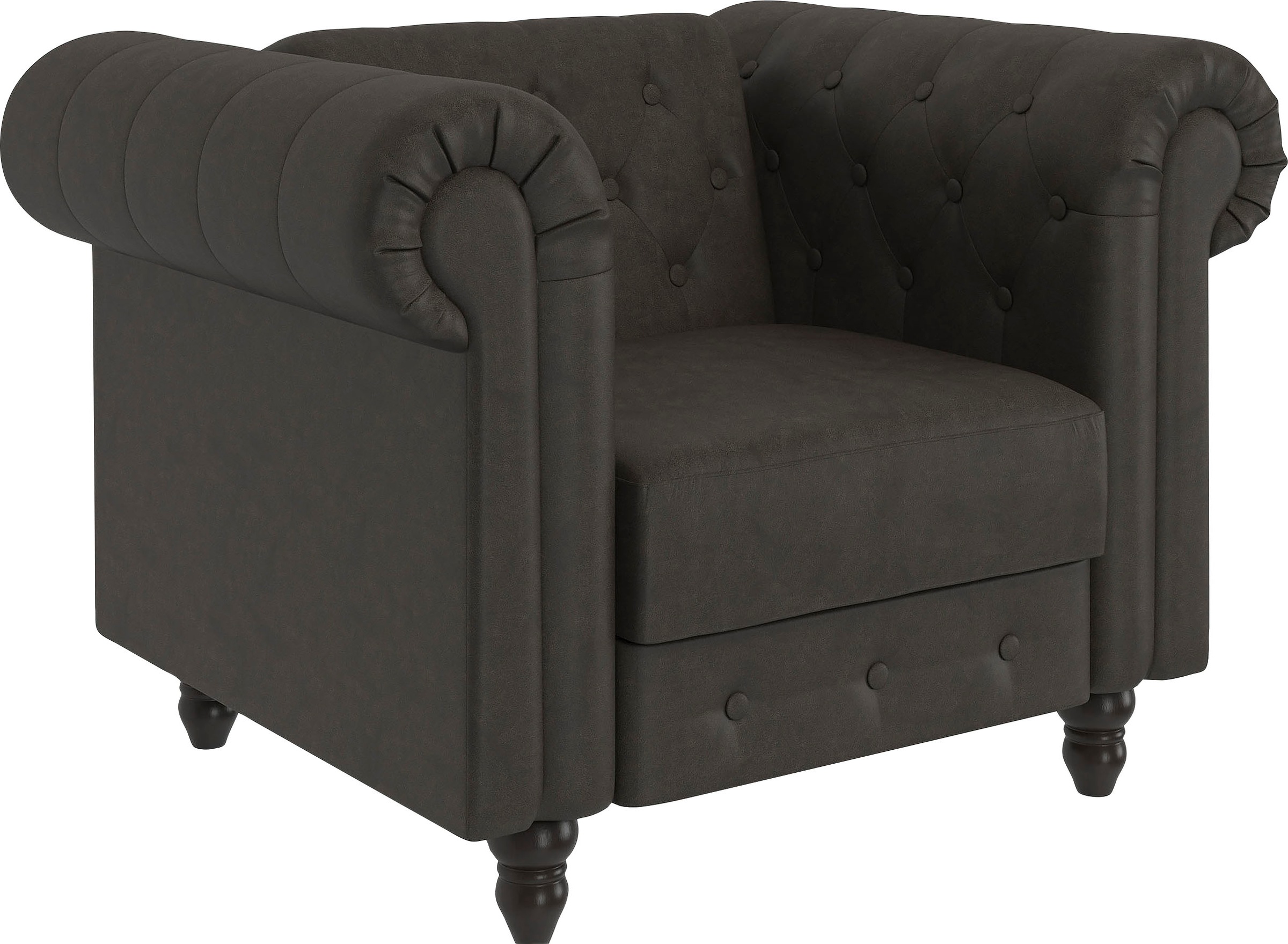 Dorel Home Chesterfield-Sessel »Felix«, mit Rückenlehne 3-fach verstellbar, Beine Massivholz, Sitzhöhe 46 cm