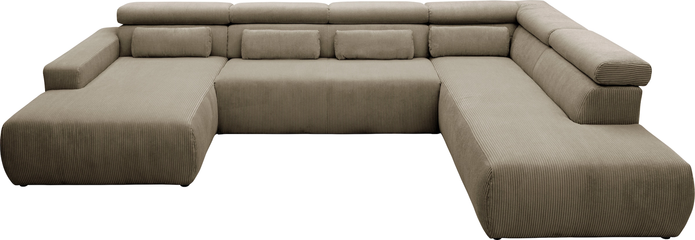 Image of DOMO collection Wohnlandschaft "BRANDON belastbar bis 140 kg/Sitz, 359x228 cm, U-Form" mit Sitztiefenverstellung, Cord, schlamm