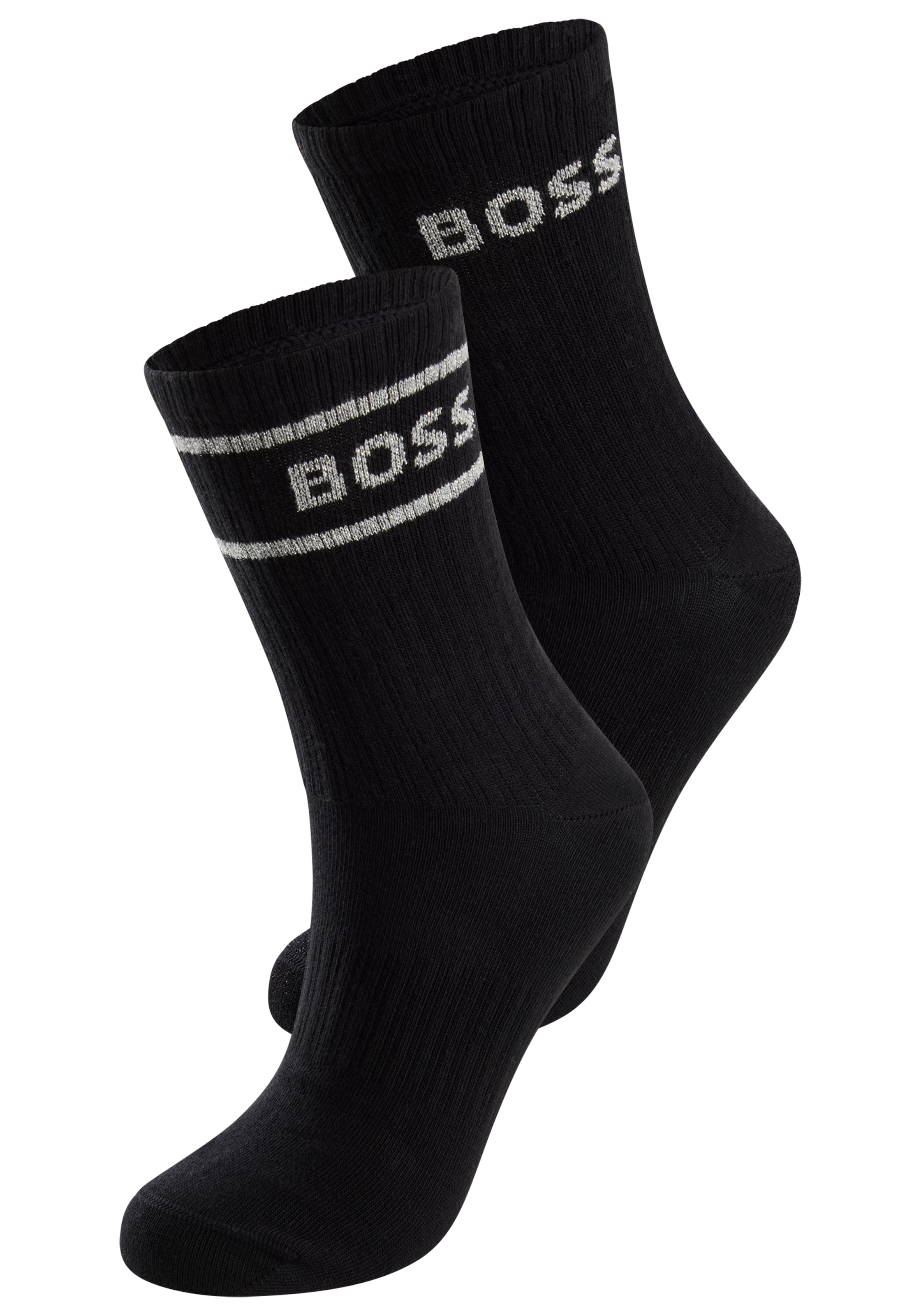 BOSS Chaussettes 2 Couple tlg. sportiv, mit dezentem Locke, Fersen- und Zehenpartie verstärkt