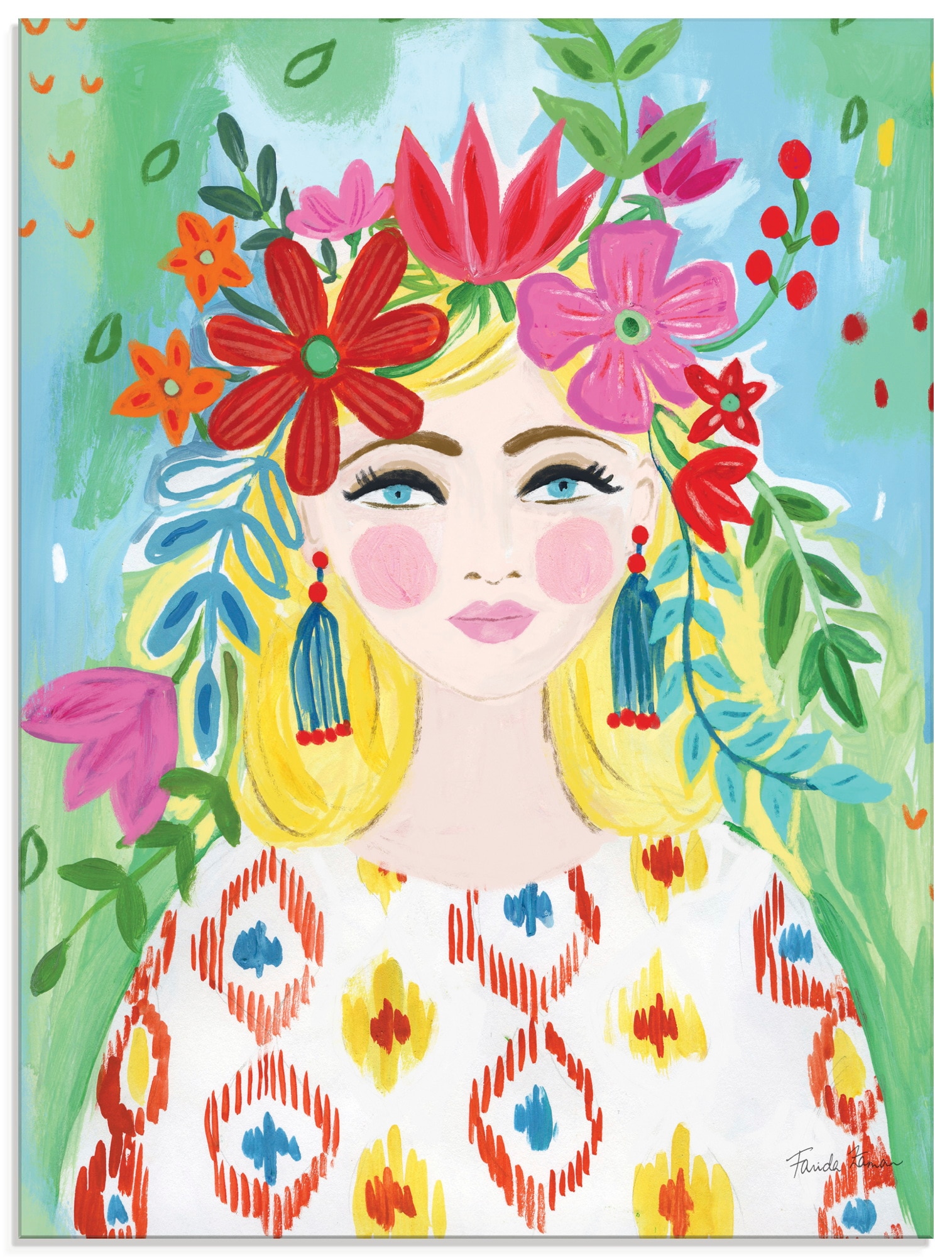 Image of Artland Glasbild "Boho Girl II" Bilder von Frauen 1 Stk. tlg. in verschiedenen Grössen