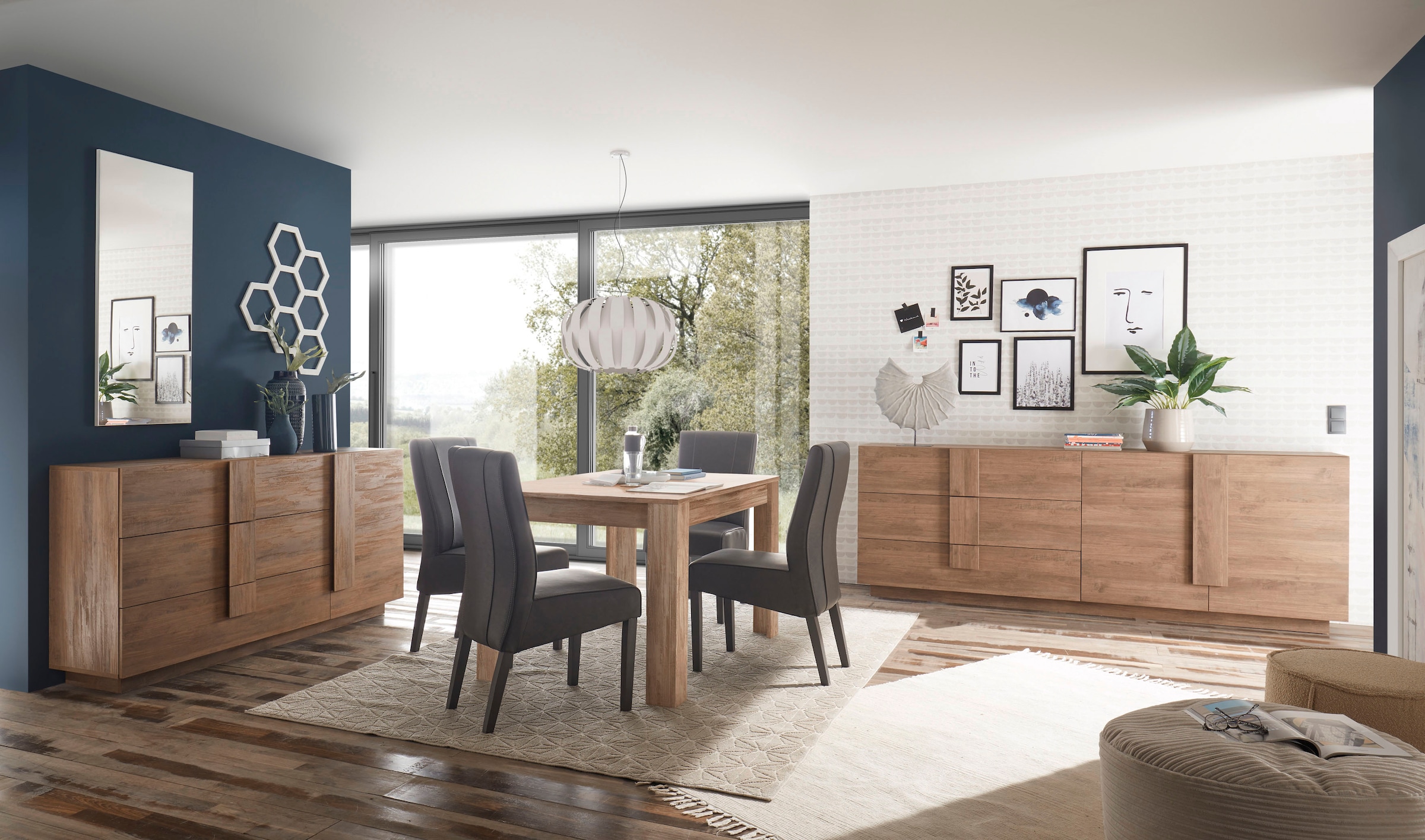 INOSIGN Sideboard »Jupiter, Breite 181 cm, Kommode 3 Türen- Soft Closing, 1 Schubkasten« , Anrichte, moderne Griffblende, FSC®, cleveres Stauraumkonzept