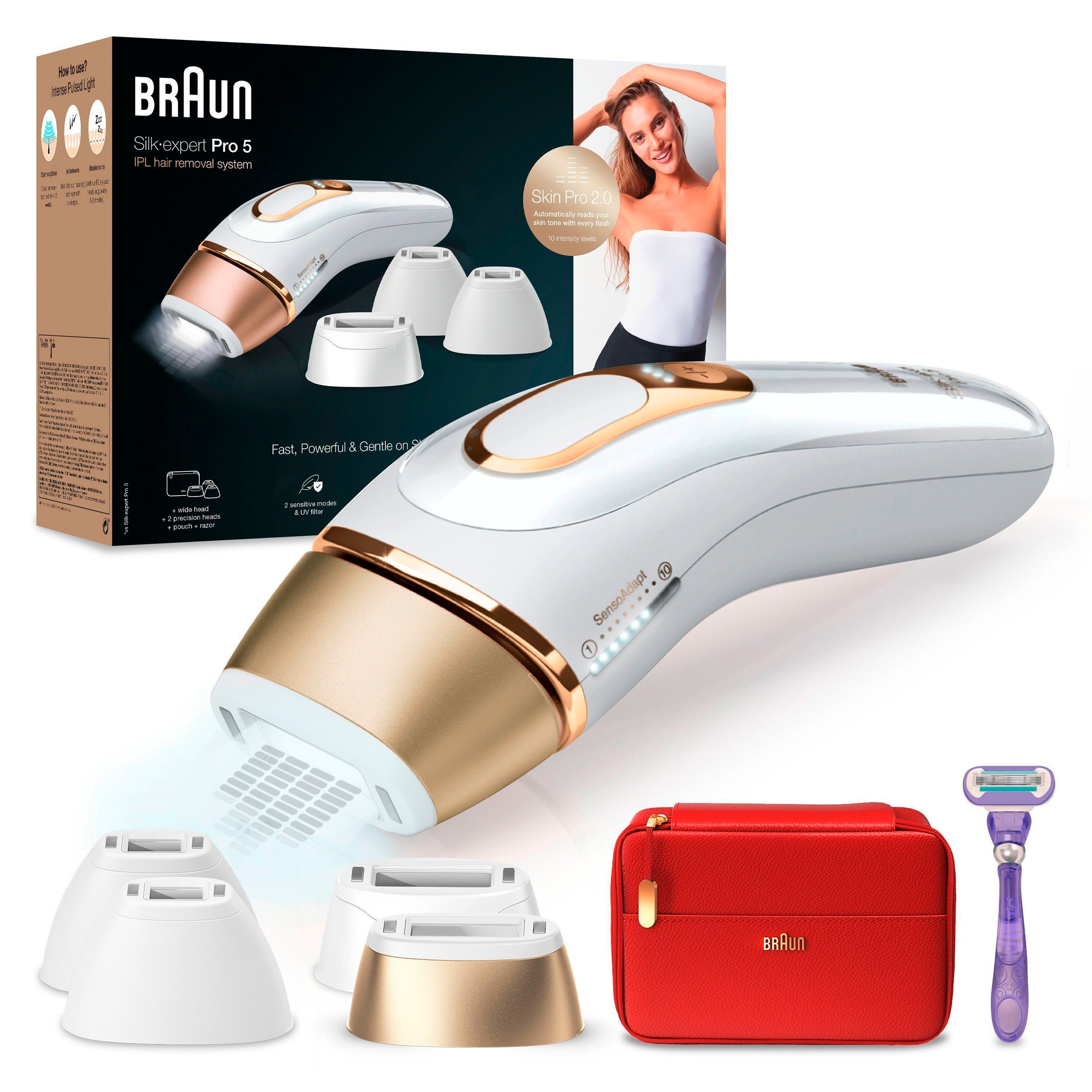 Braun IPL-Haarentferner »Silk-Expert Pro 5 PL5387«, 400.000 Lichtimpulse, Skin Pro 2.0 Sensor